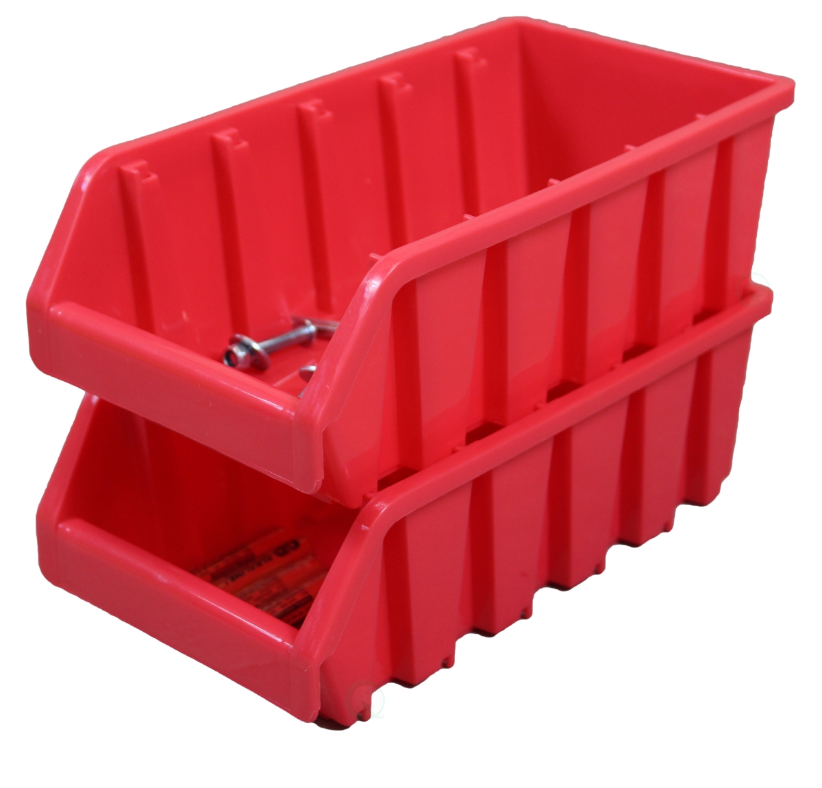 Picture of Basicwise QI003255R Set of 2 Plastic Storage Stacking Bins&#44; Red