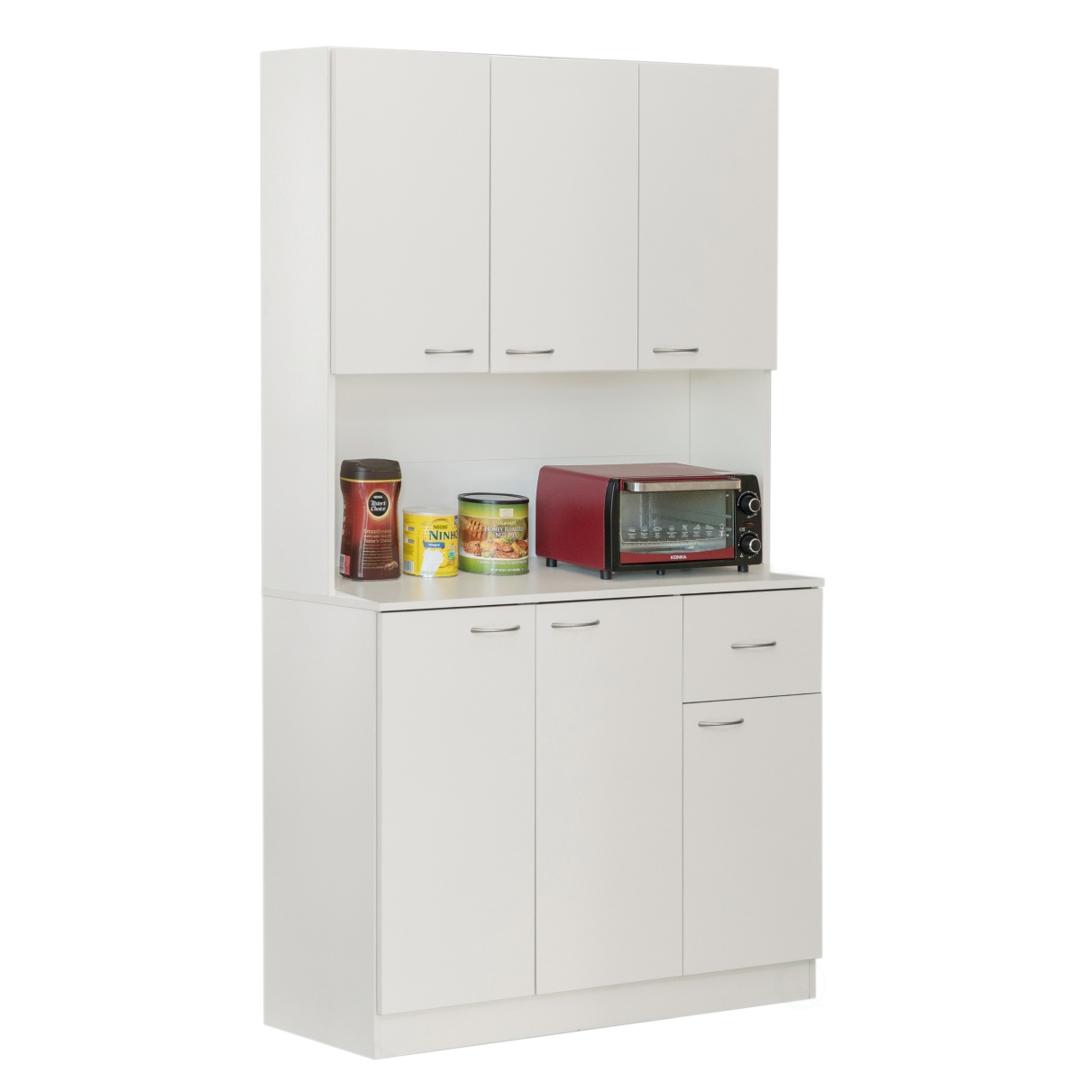 Picture of Basicwise QI004411L Wooden Kitchen Pantry Storage Cabinet with Drawer&#44; Doors and Shelves&#44; White