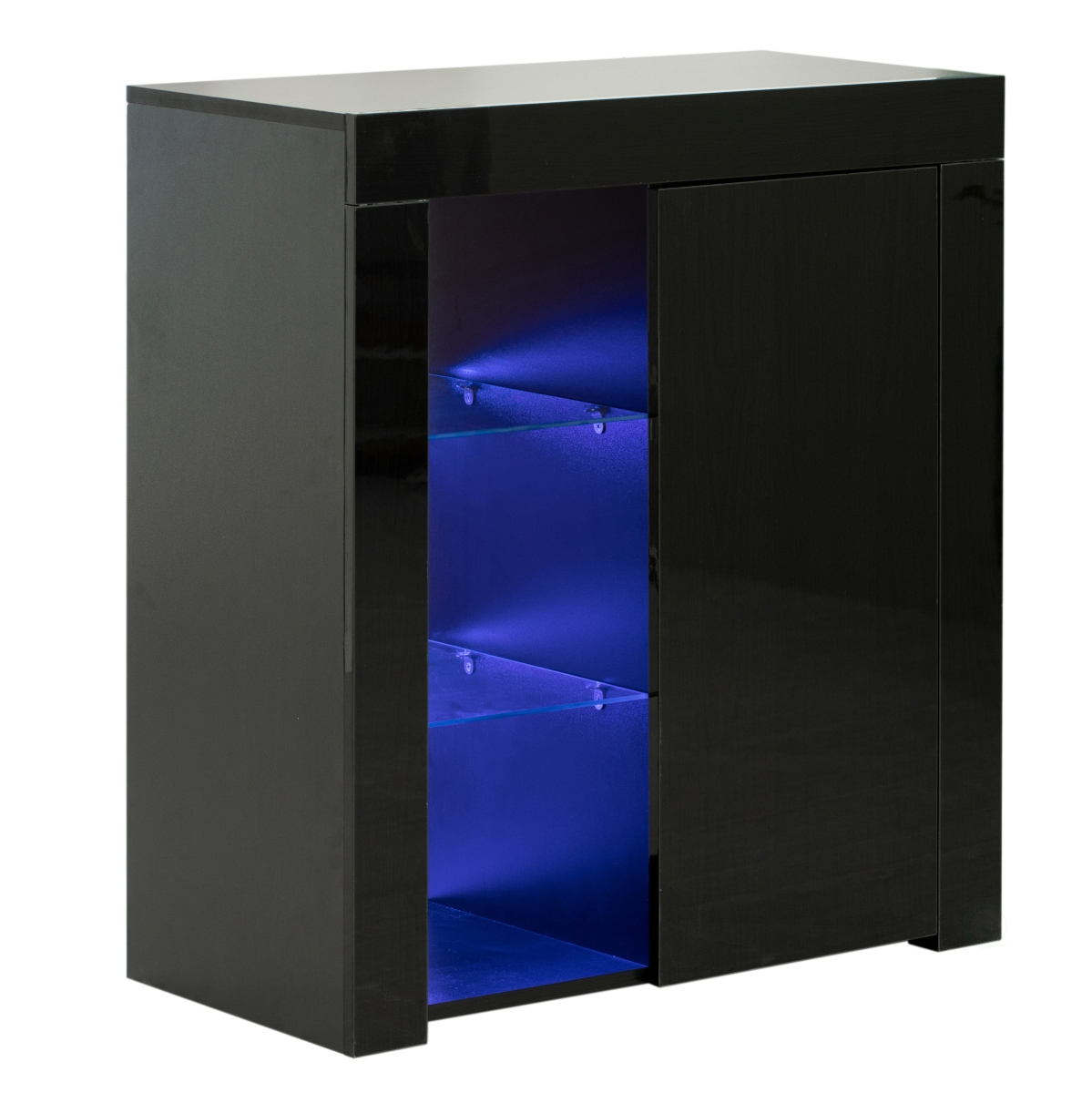 Picture of Basicwise QI003951.BK Office or Living Room Side Storage Cabinet With LED, Black