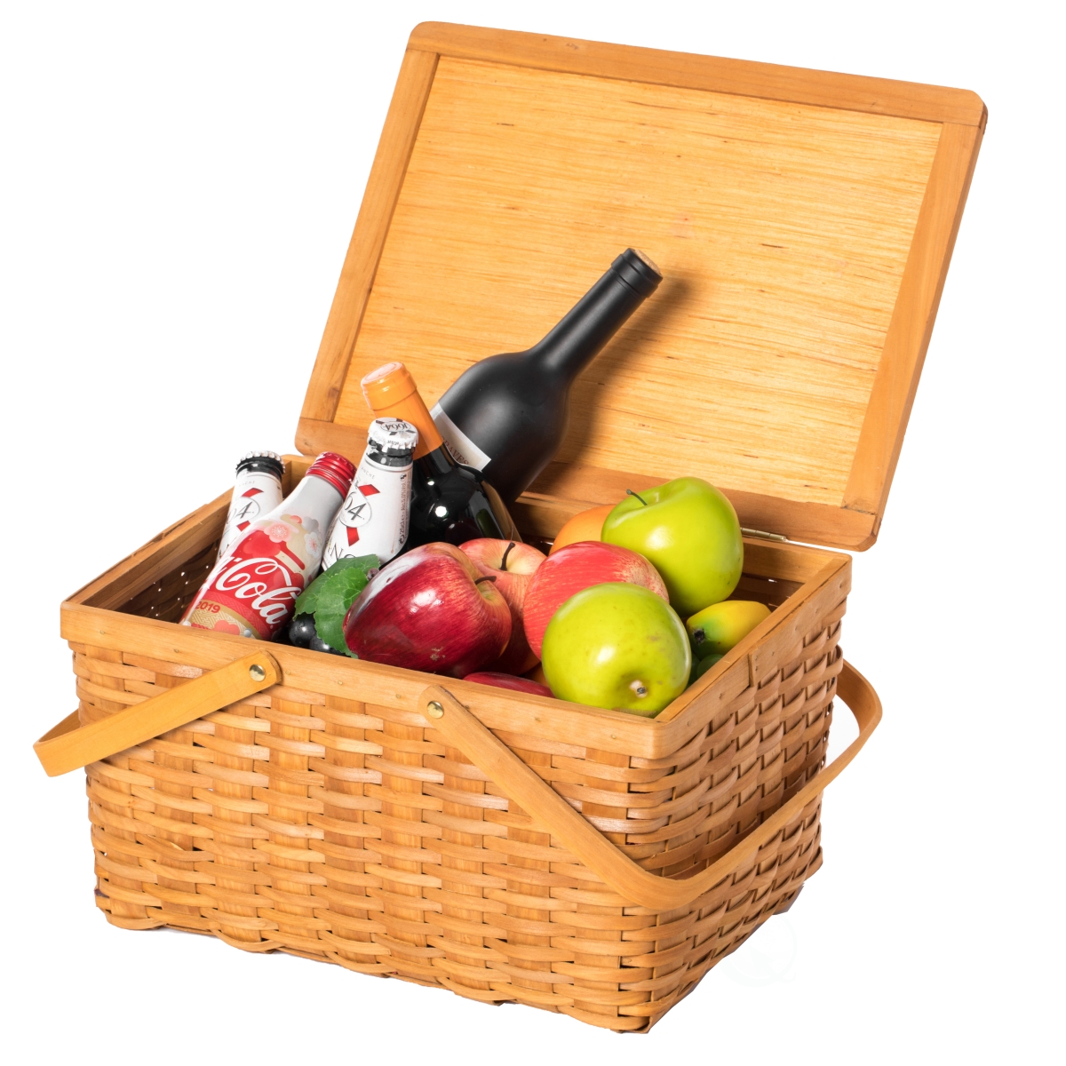 Picture of Vintiquewise QI004013.L Woodchip Picnic Storage Basket with Cover and Movable Handles, Large