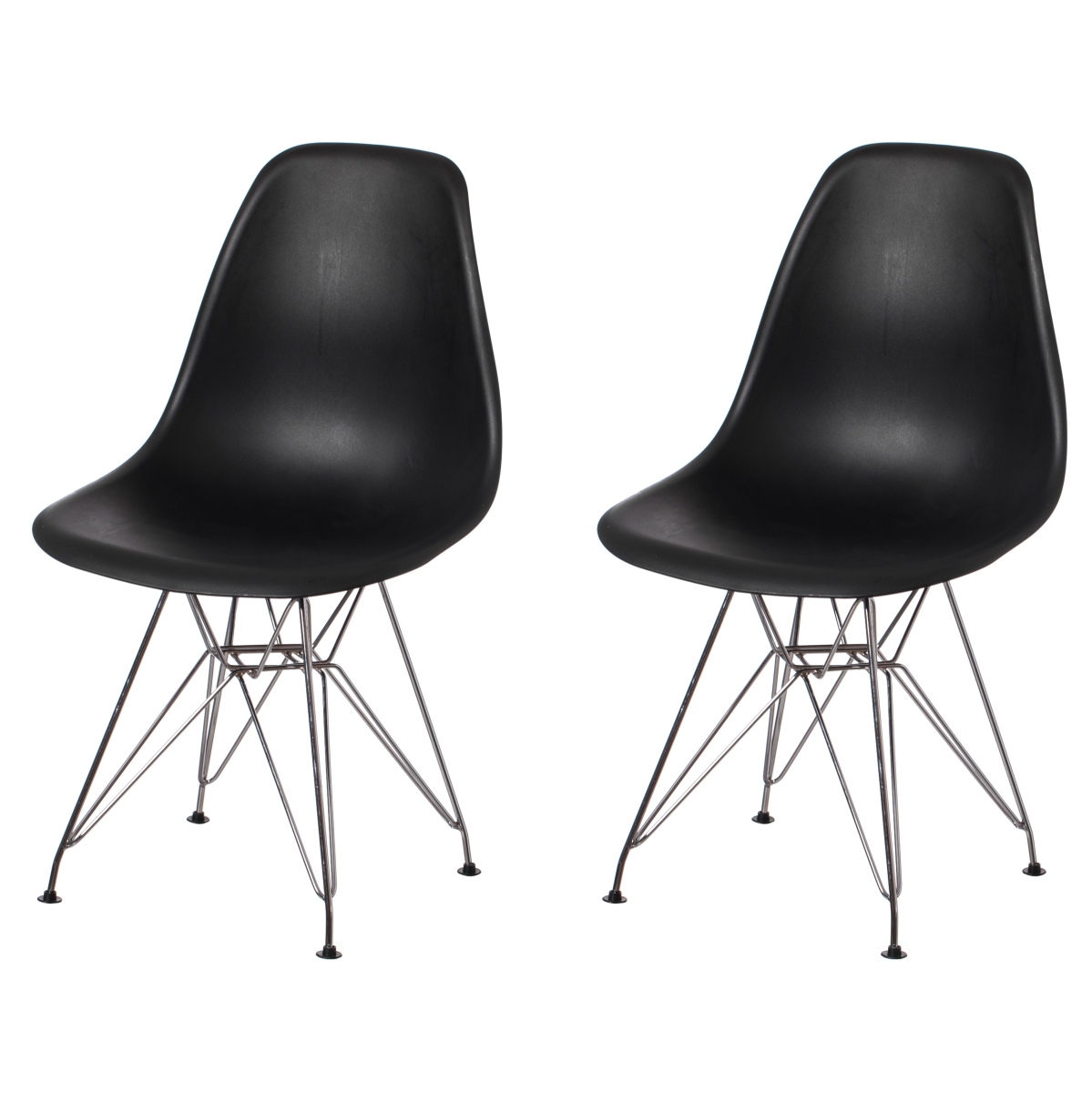 Mid-Century Modern Style Plastic DSW Shell Dining Chair with Metal Legs, Black Set of 2 -  KD Americana, KD4366401