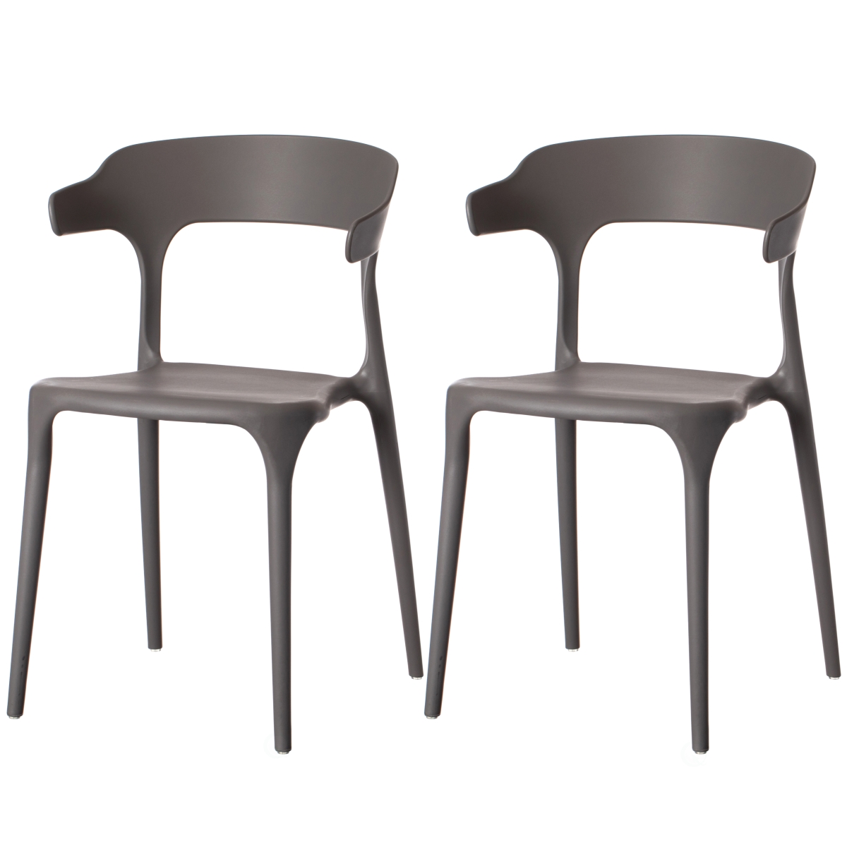 Modern Plastic Outdoor Dining Chair with Open U Shaped Back, Grey Set of 2 -  KD Americana, KD4366419