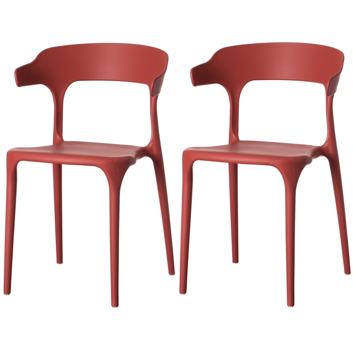 Modern Plastic Outdoor Dining Chair with Open U Shaped Back, Red Set of 2 -  KD Americana, KD4366422