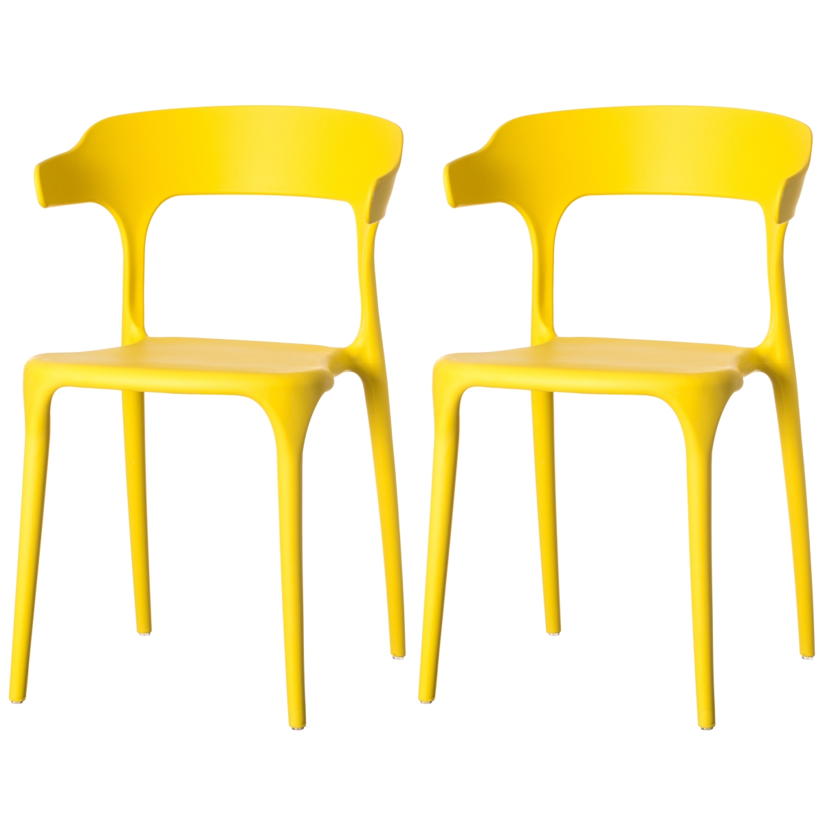 Modern Plastic Outdoor Dining Chair with Open U Shaped Back, Yellow Set of 2 -  KD Americana, KD4366424