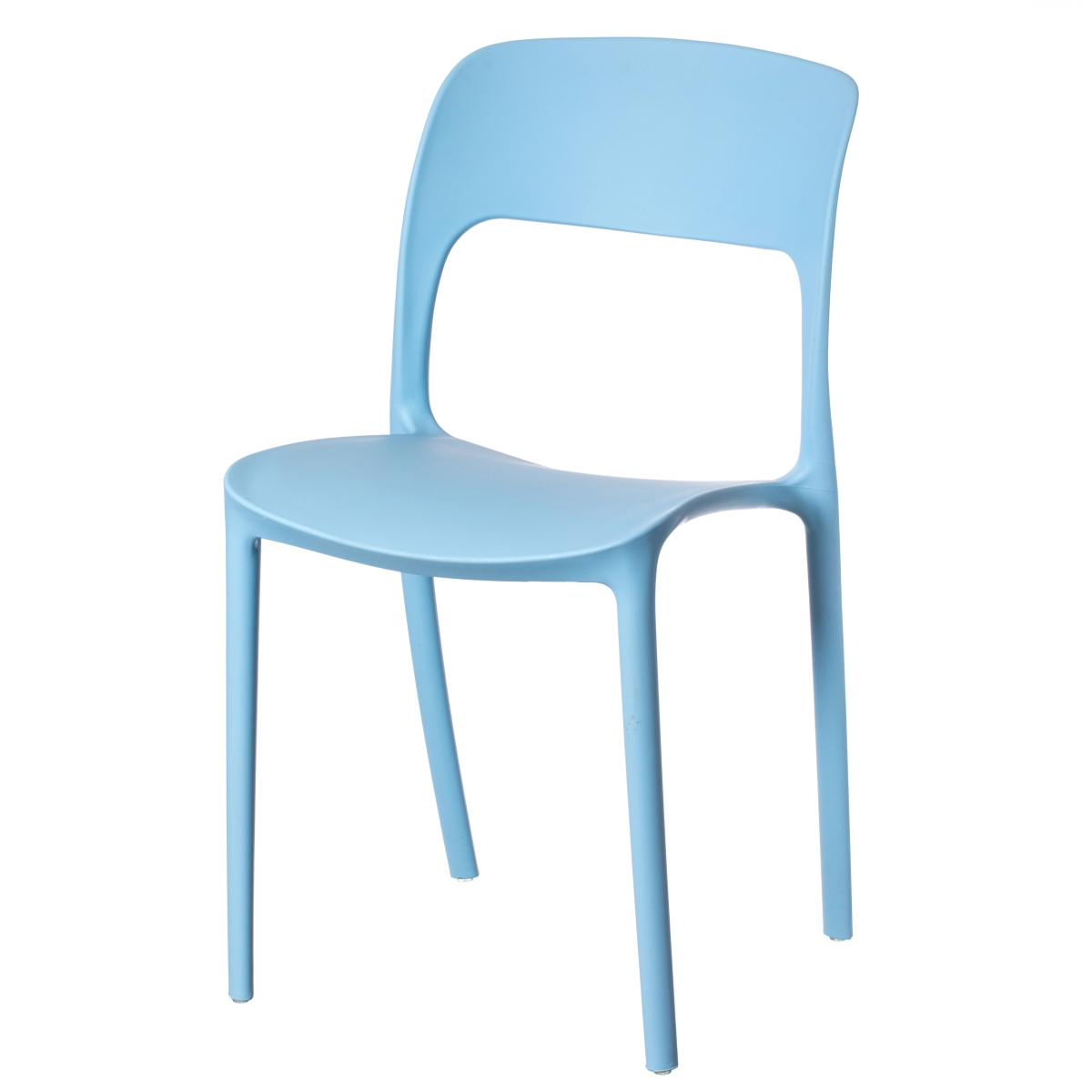 QI004227.BL Modern Plastic Outdoor Dining Chair with Open Curved Back, Blue