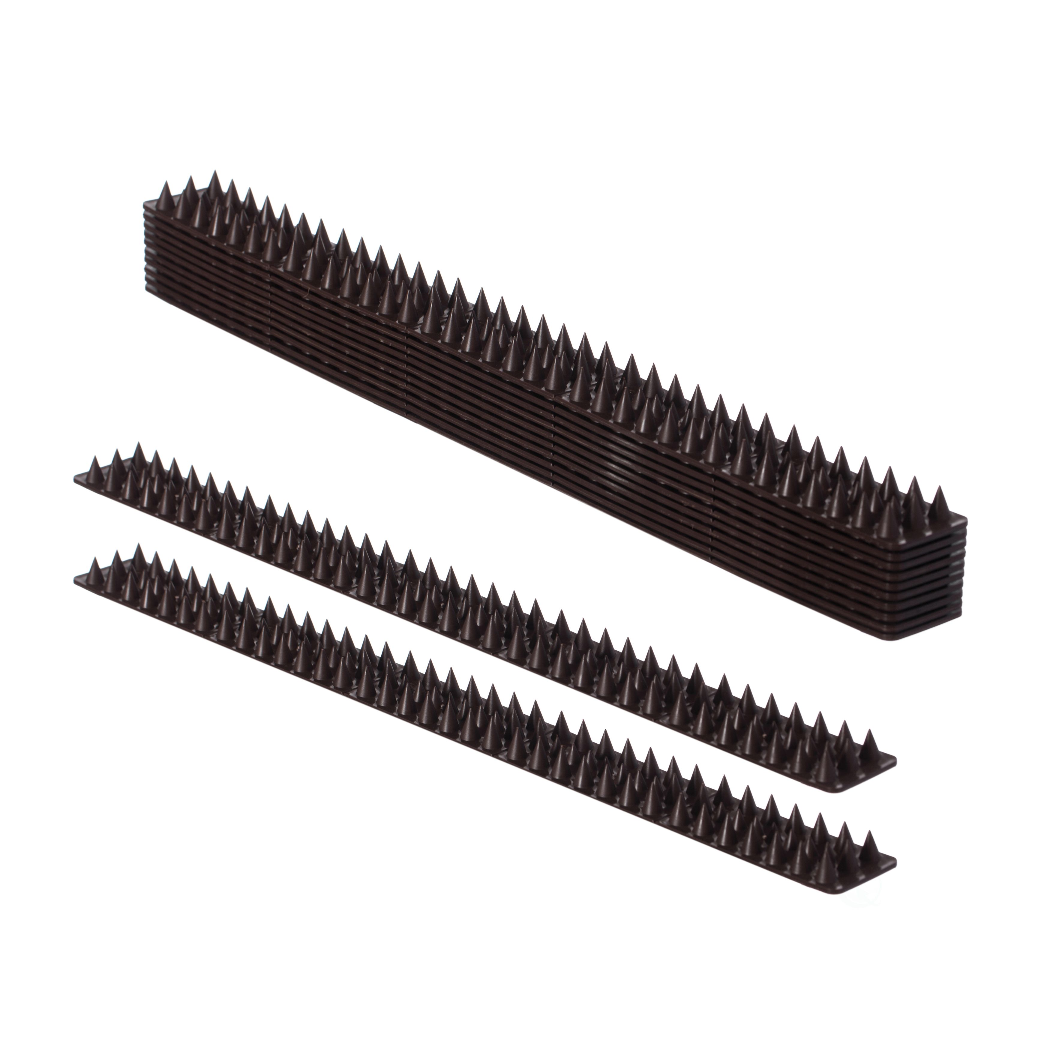 Picture of Gardenised QI004402 Outdoor Plastic Repellent Wall Defender Fence Spikes for Birds, 10 Pack Brown