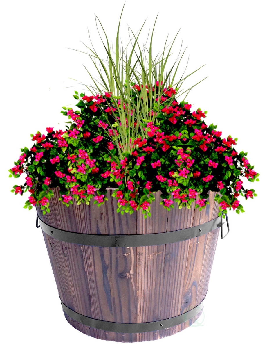 Extra Large Wooden Whiskey Barrel Planter, 18' Dia x 14' High