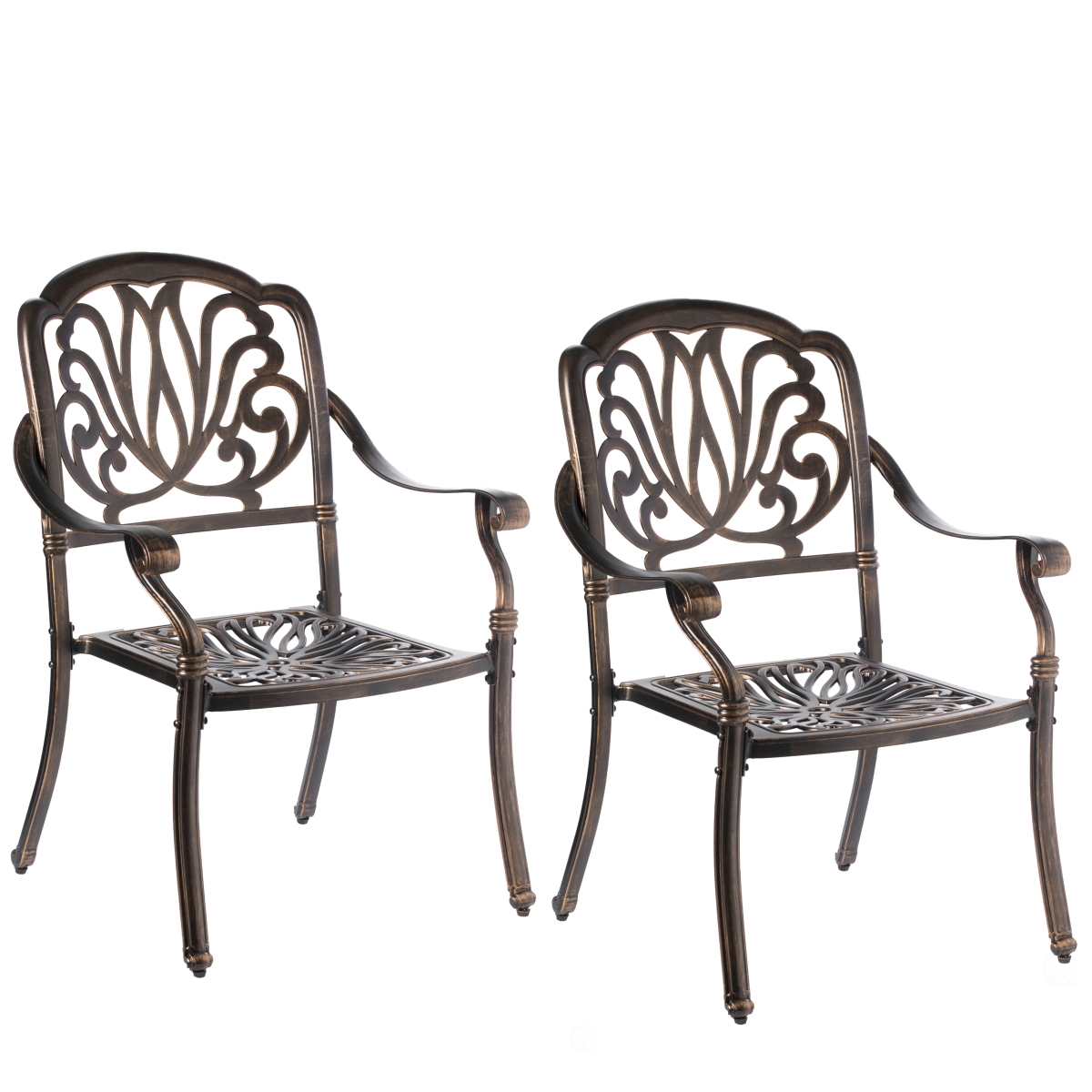 Indoor and Outdoor Bronze Dinning Set 2 Chairs Cast Aluminum.