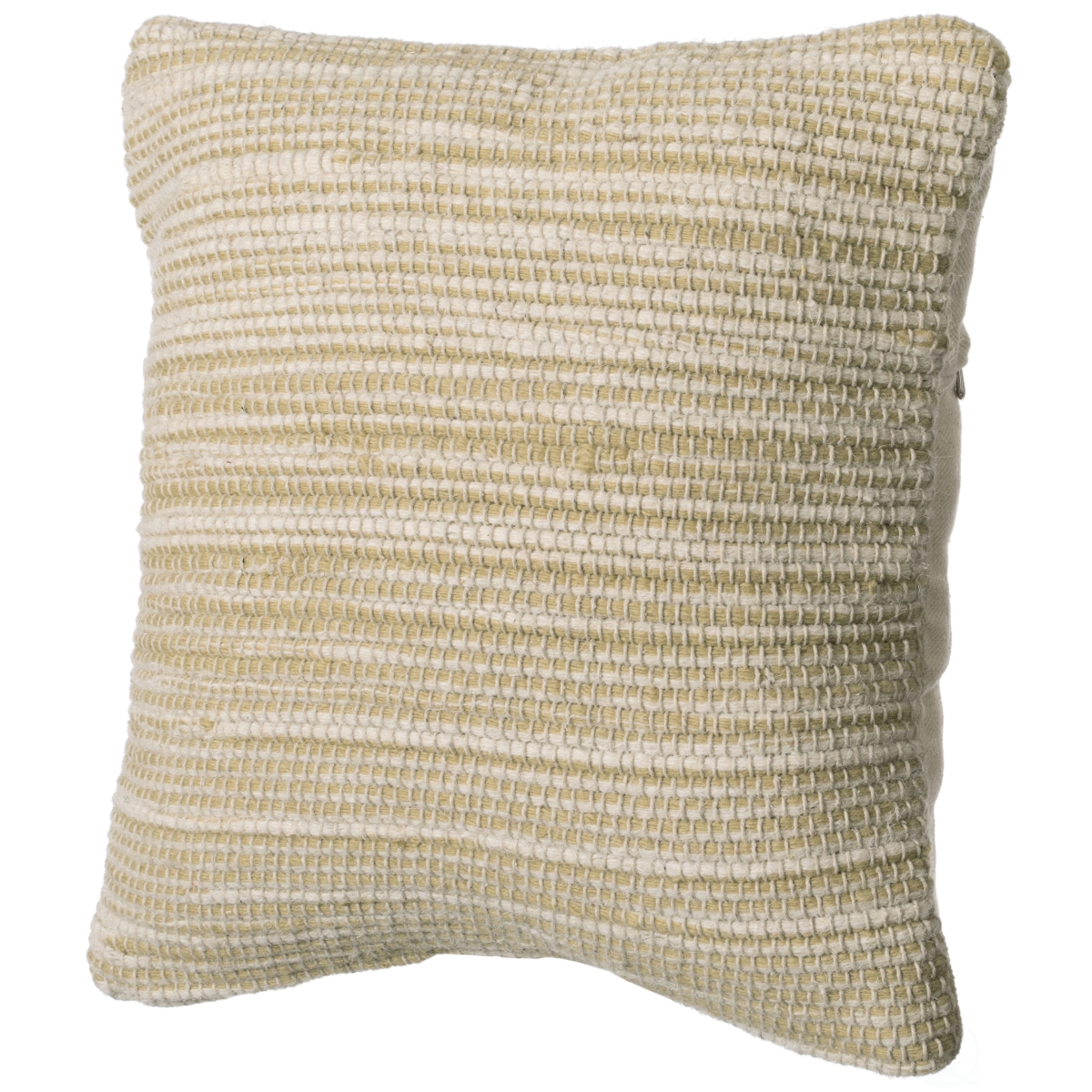 16' Handwoven Wool & Cotton Throw Pillow Cover with Woven Knit Texture, Sand