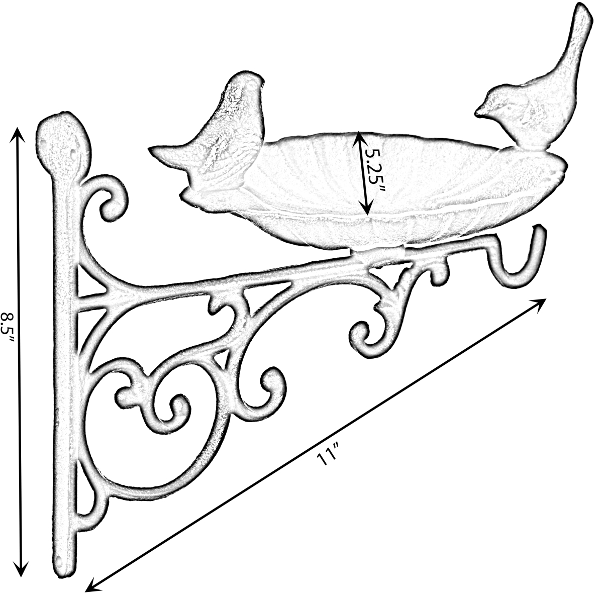 Picture of Gardenised QI004530 Outdoor Garden Wall Mounted Hanging Iron Bird Bath and Feeder Decor, Bronze