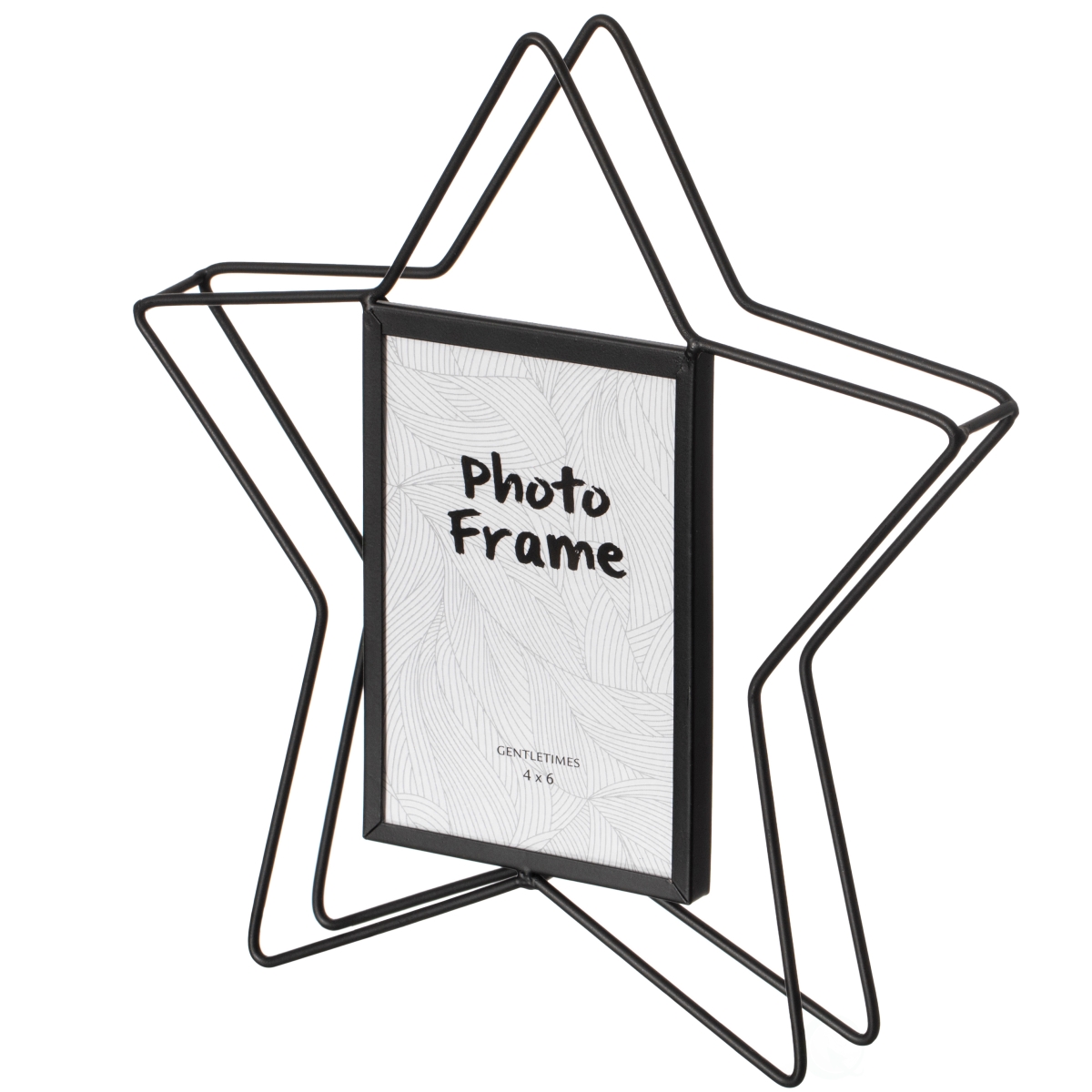 Modern Star Shape Black Metal Decor Photo Frame - 4 x 6 - Tabletop Display