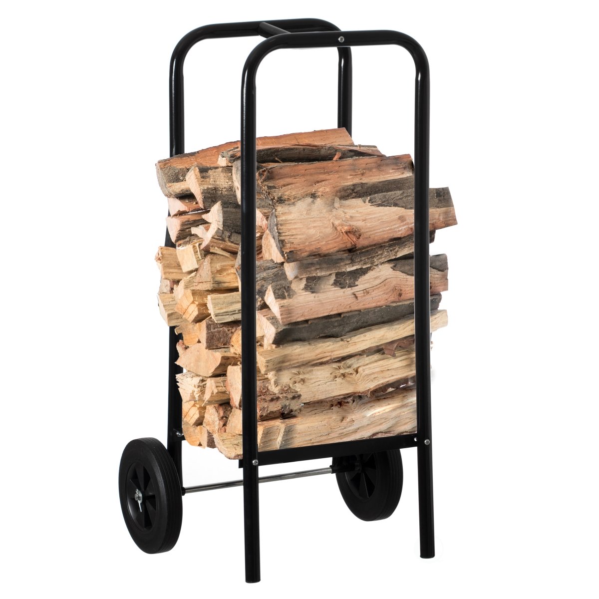 Picture of Gardenised QI004520 Indoor and Outdoor Patio Steel Firewood Log Carrier, Wood Rack Storage Stacking Holder, Black