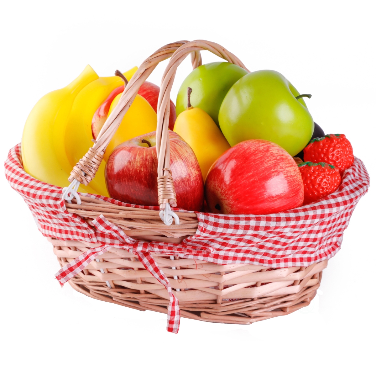 Picture of Wickerwise QI003055R.3 Set of 3 Wicker Willow Picnic Basket with Double Drop - Down Handles - Perfect as Gift basket for all Occasions like Halloween, Thanksgiving and  Easter with Red Liner