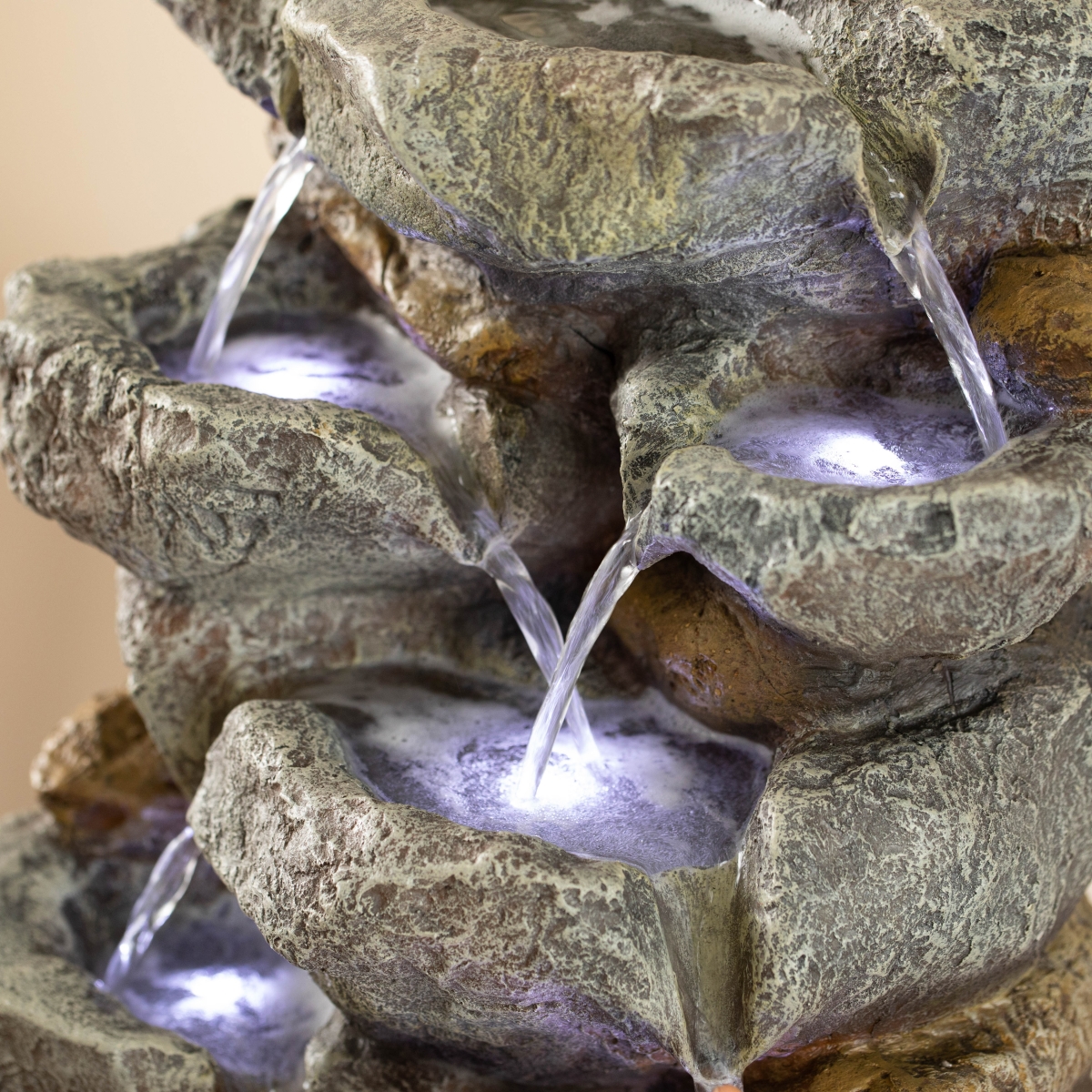 Picture of Gardenised QI004632 Cascading Electric Powered 8-Tier Rock Water Fountain 20&apos; for Indoor and Outdoor Use