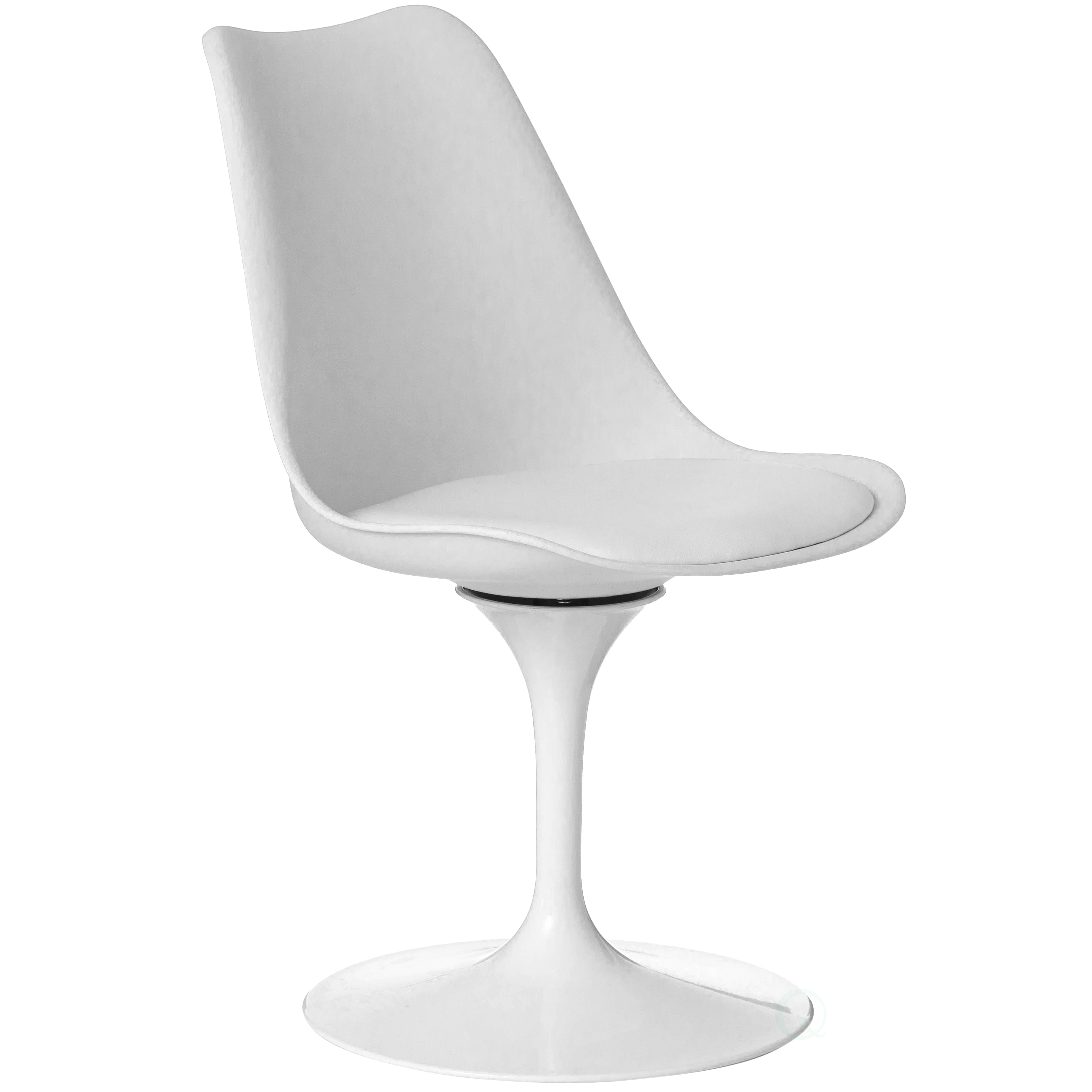 Mid-Century Modern Swivel Tulip Side Chair with Comfortable Cushioned Seat, White Polypropylene Accent Side Chair, Single