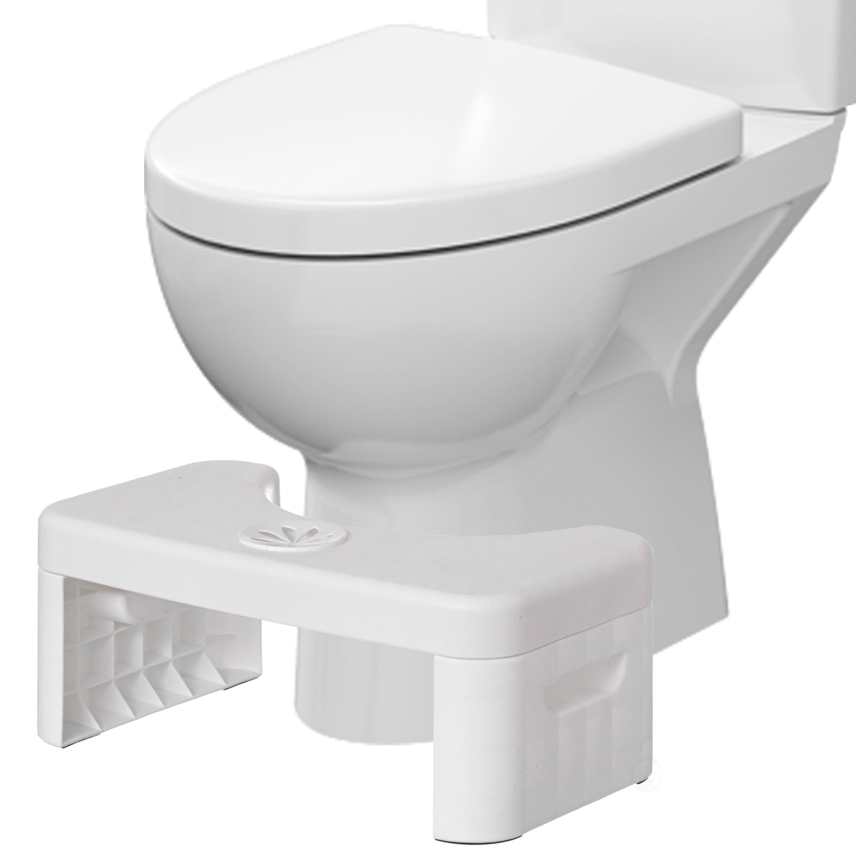 Picture of Basicwise QI004647.WT Portable Squatting Bathroom Potty Stool&#44; White Poop Foot Stool&#44; 6.25 Toilet Assistance Foldable Step Stool with Freshener Space