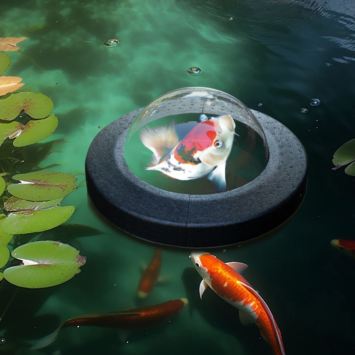 Picture of Gardenised QI004664 Floating Plastic Pond Fish Dome Ball for Fish to Swim Above the Surface of the Pond&#44; Easy Assembly