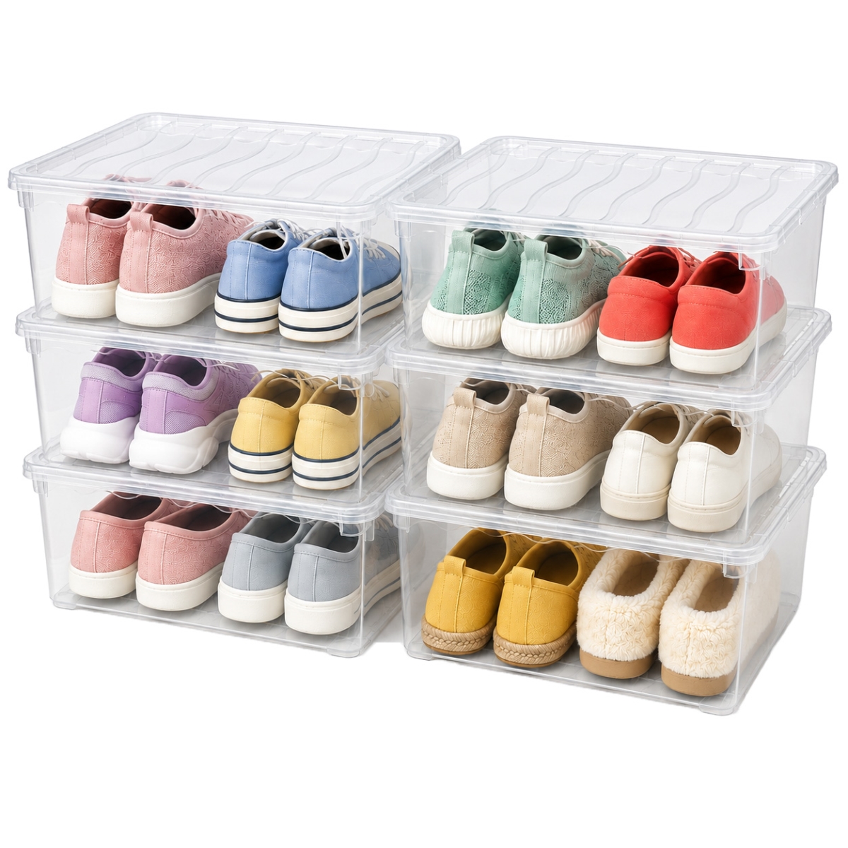 Plastic Storage Container, Shoe box, Set of 6