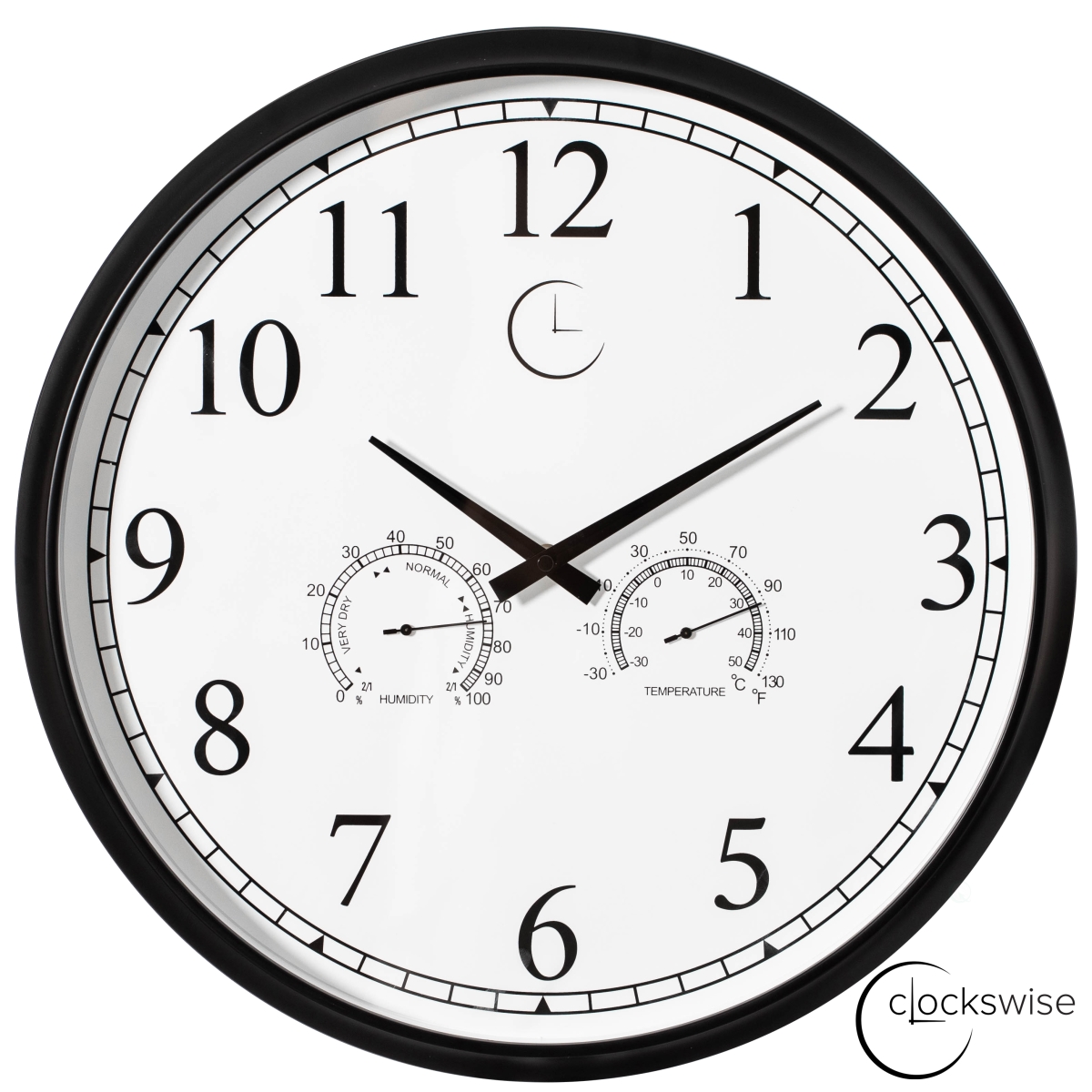 18-inch Large Outdoor Wall Clock Thermometer Combo, Waterproof Hygrometer Silent Battery Operated Clocks Timepiece