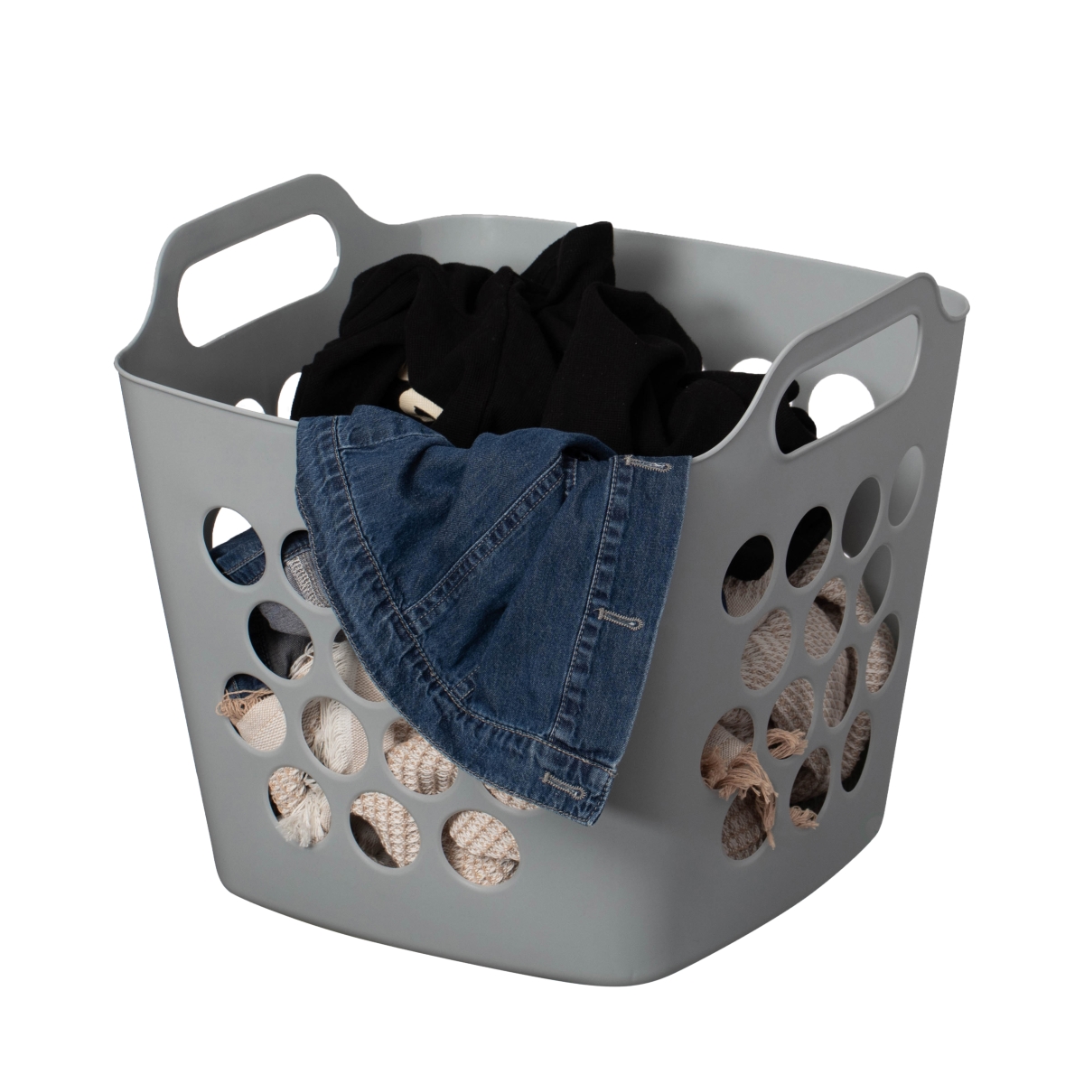 Flexible Plastic Laundry Basket - Gray - 28 Liter - Versatile Organizer