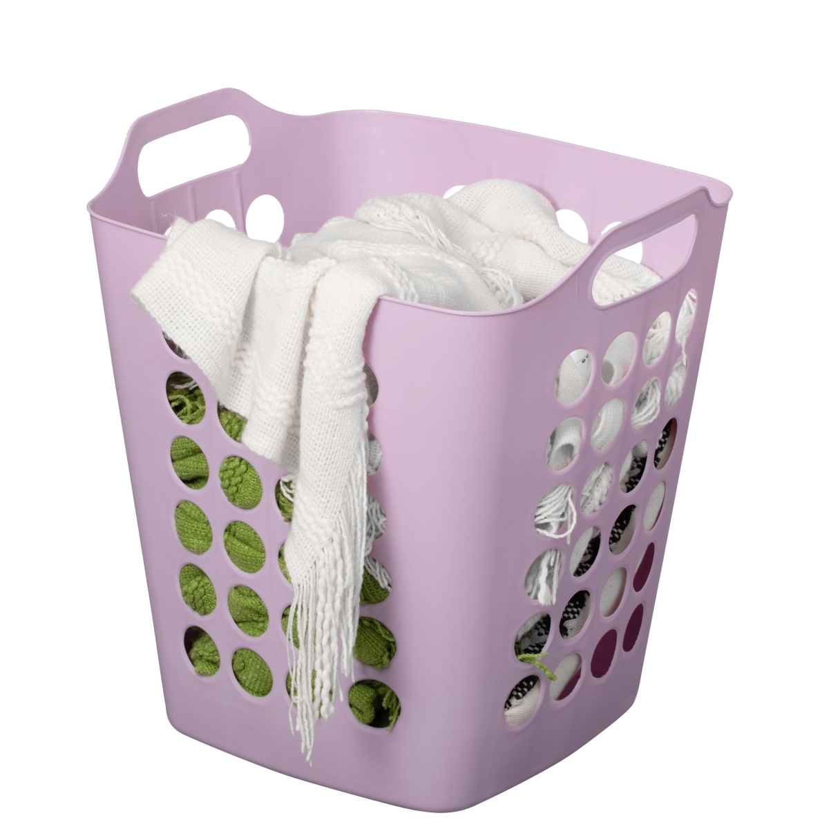 Flexible Plastic Laundry Basket - Purple - 50L Capacity - Durable Design