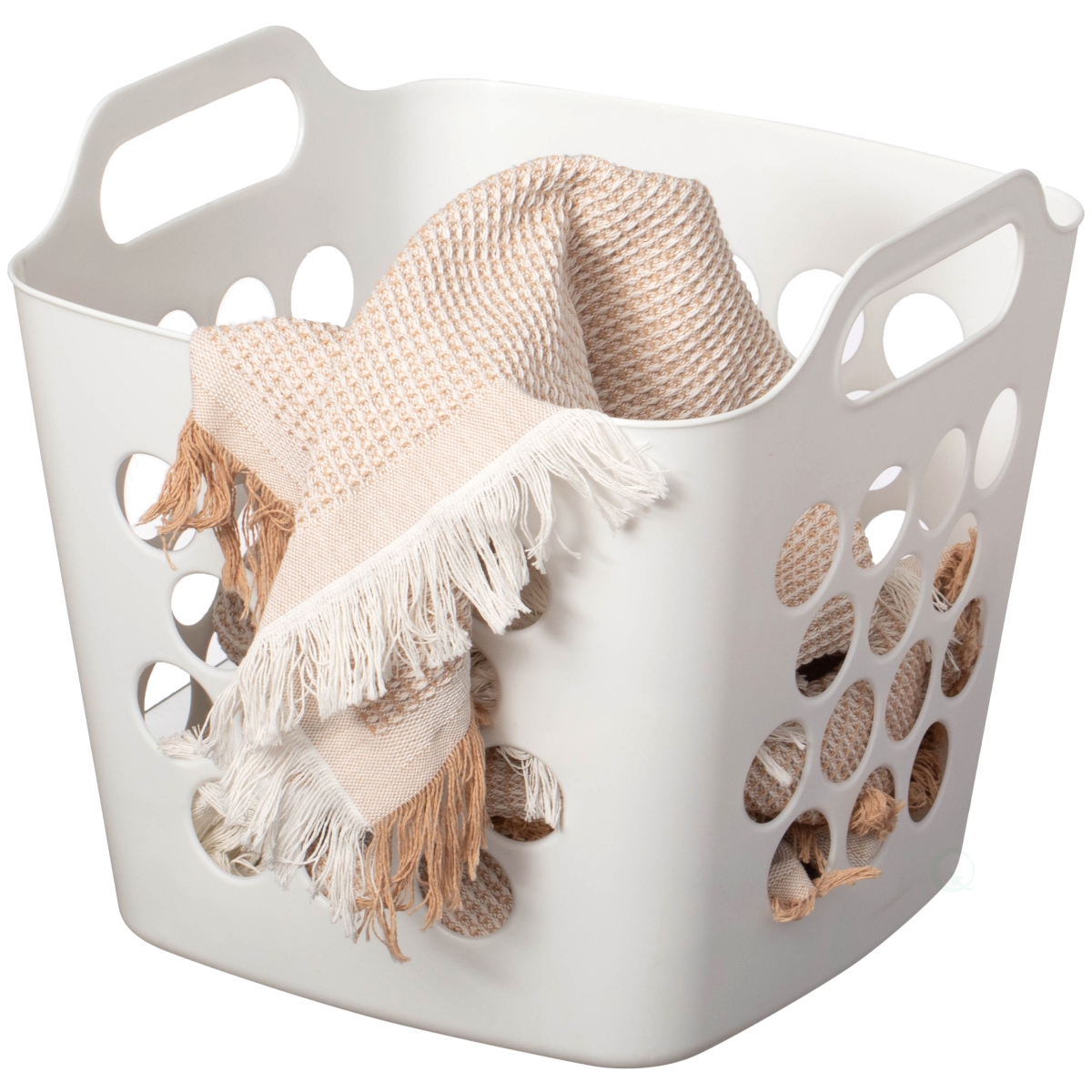 Flexible Plastic Laundry Basket - White - 28 Liter - Versatile Organizer