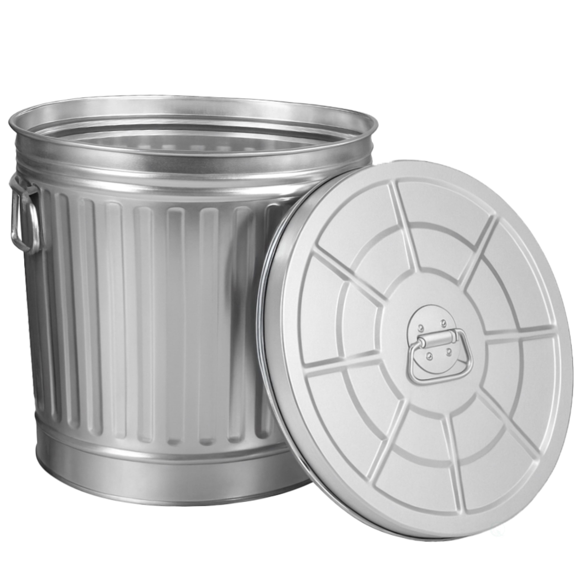 Galvanized Steel Trash Can - Chrome - 7 Gallon - Durable with Lid