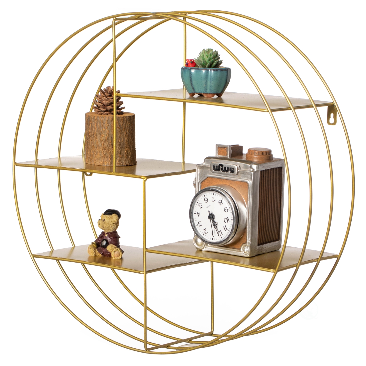QI004691.GD  4-Tier Floating Circular Silhouette Wall Shelf - Metal Wall-Mounted Display Shelf, Multi-Functional Wall Storage