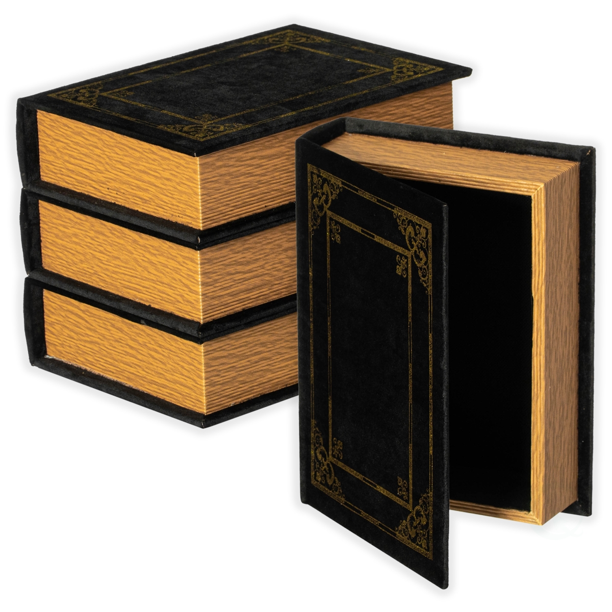 QI003691.BK.4  Set of 4 Vintage Decorative Storage Boxes  Wedding, Keepsake, Jewelry, Craft, or Table Decor, Black