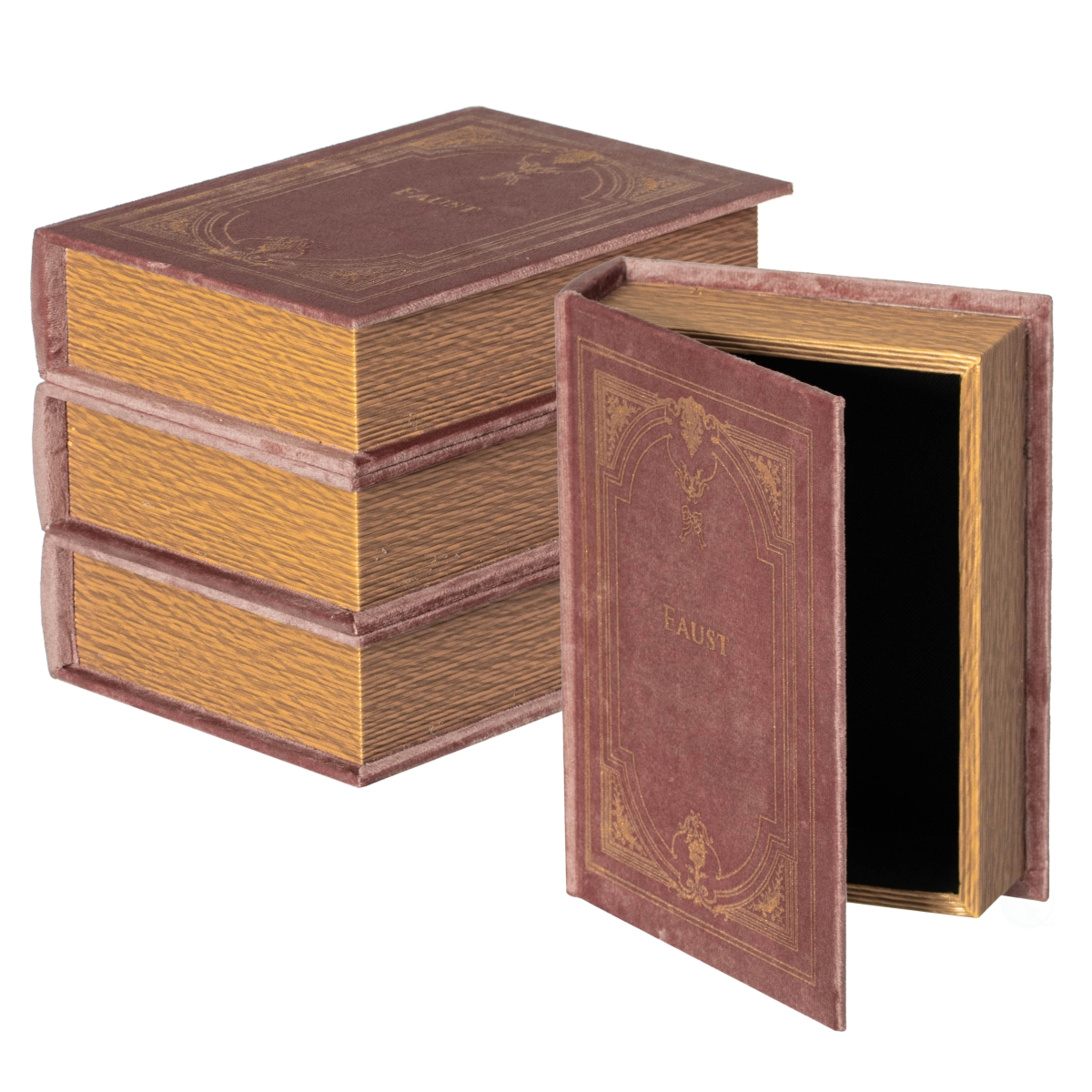 QI003691.BR.4  Set of 4 Vintage Decorative Storage Boxes  Wedding, Keepsake, Jewelry, Craft, or Table Decor, Brown