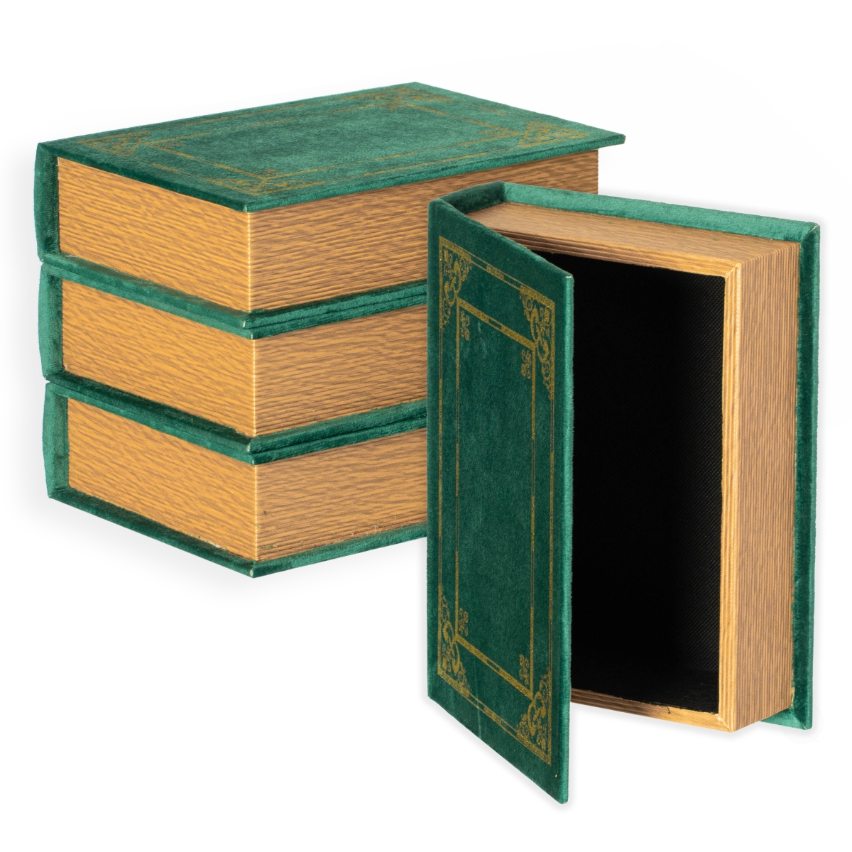 QI003691.G.4  Set of 4 Vintage Decorative Storage Boxes  Wedding, Keepsake, Jewelry, Craft, or Table Decor, Green