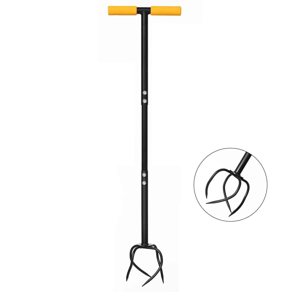 40-Inch Lawn Aerator Spike - Yellow & Black - Soil Aeration Tool - Comfortable Grip