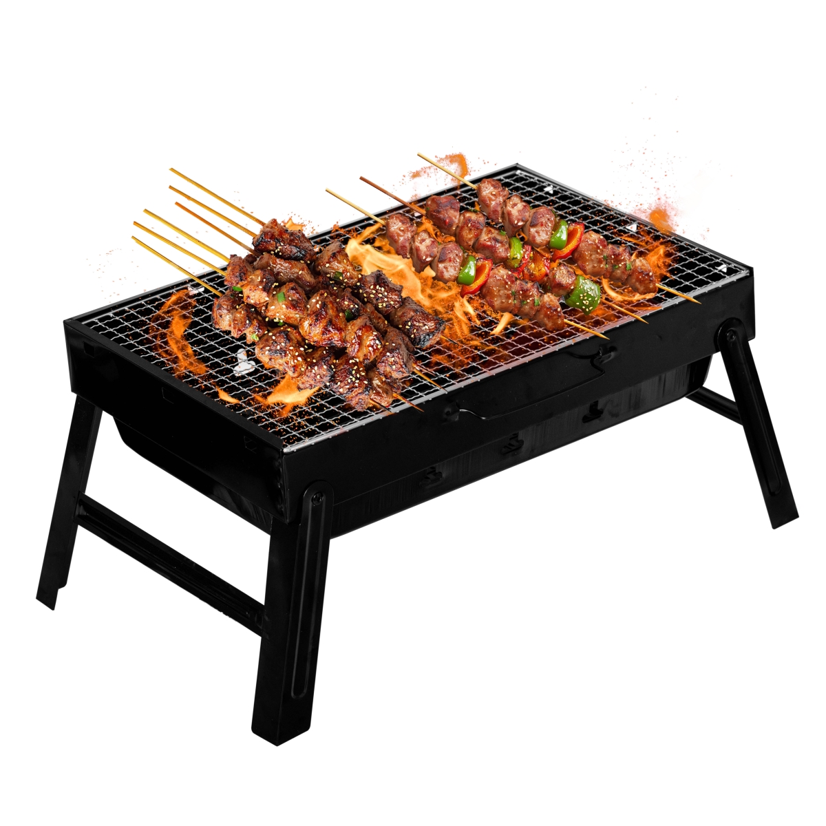 Portable Charcoal Grill Foldable Stainless Steel BBQ for Camping Backyard Tailgating Hiking Picnic Travel Beach Parties Garden Gatherings Poolside