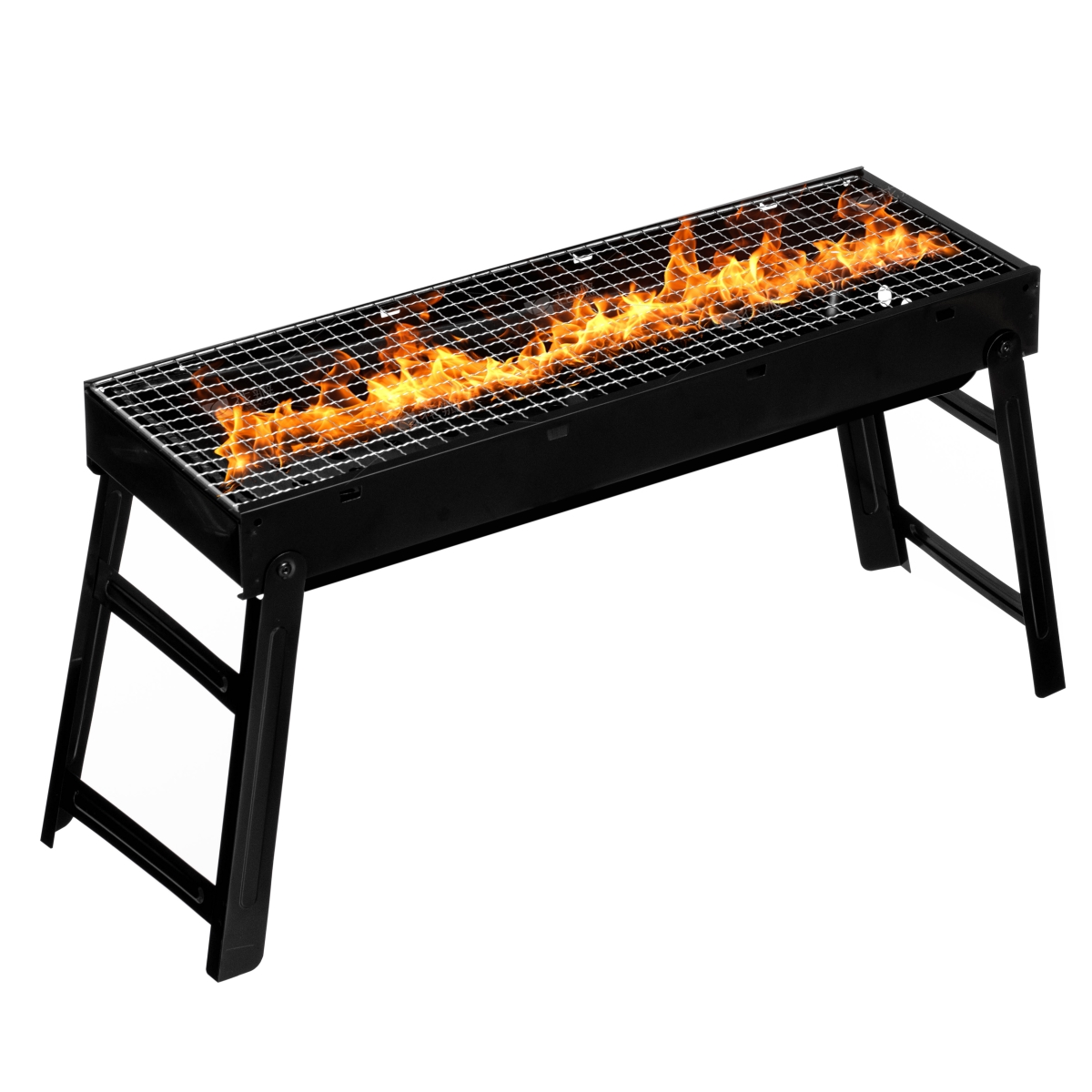 Portable Standing Charcoal Grill Foldable Stainless Steel BBQ for Camping Backyard Tailgating Hiking Picnic Travel Beach Party Garden Gathering