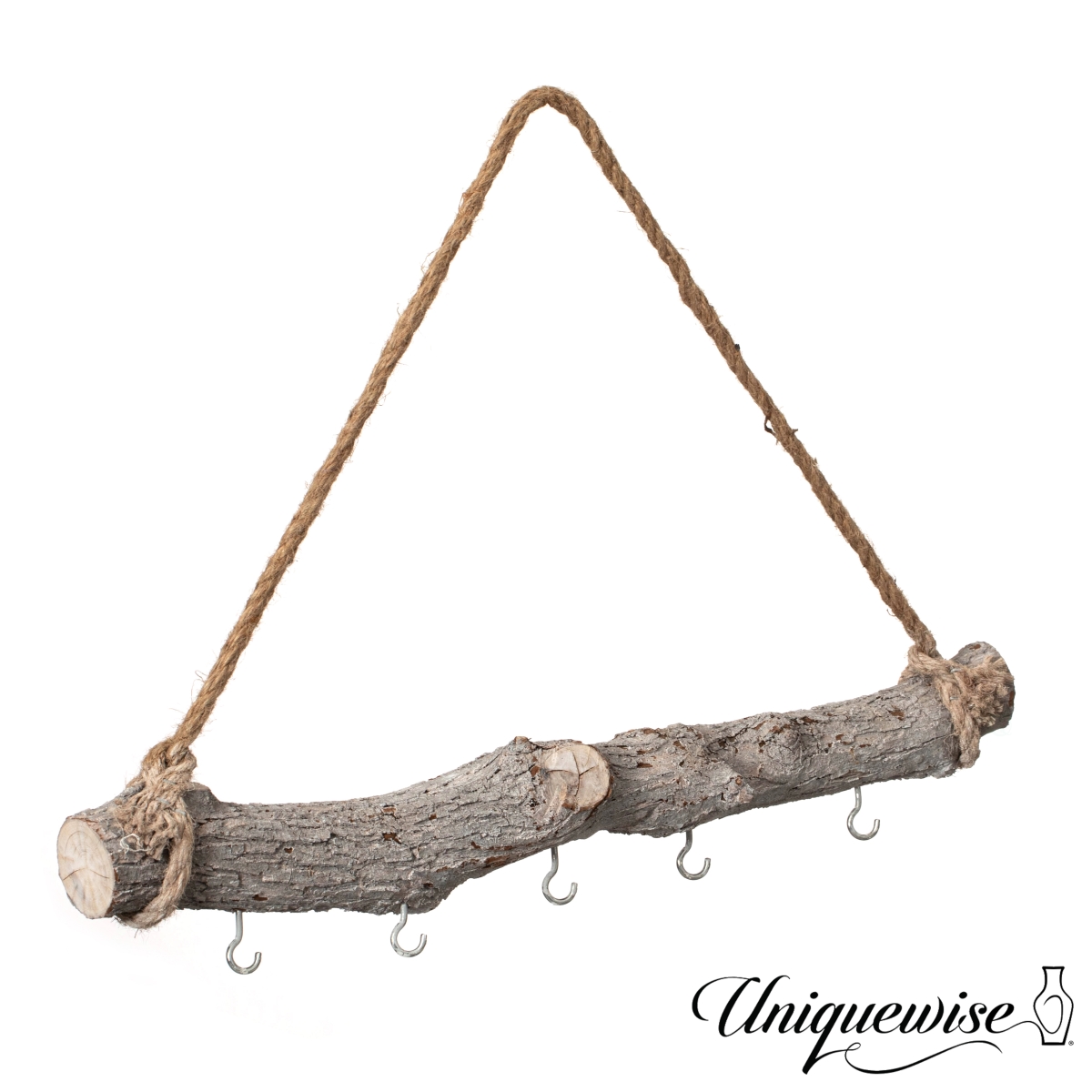 Picture of Uniquewise QI004776-5 Uniquewise 19-inch Natural Decorative Jujube Wooden Log Hanging Farmhouse Wall Decor with 5 Hooks for Keys