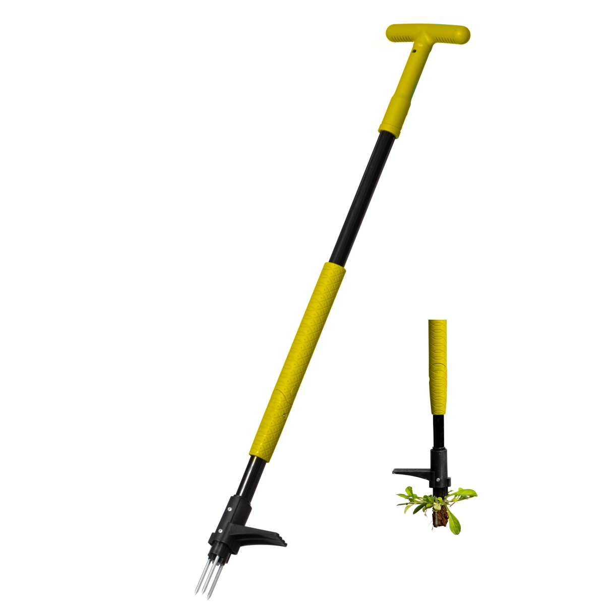 4 Claw Stand-Up Weed Puller Tool with Long Handle Durable Steel Head for Effortless Grass Removal Ergonomic Design Eliminates Bending Kneeling