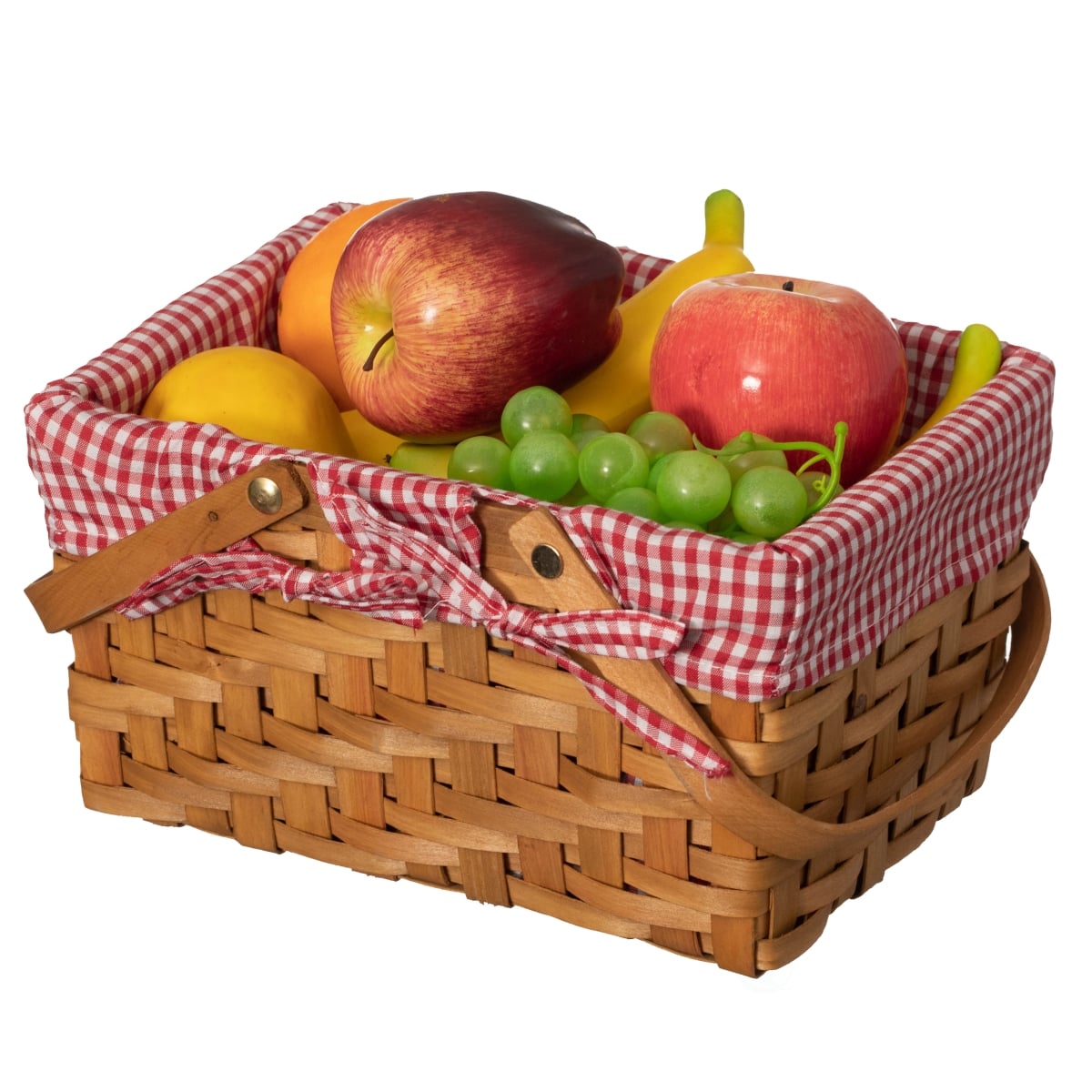 Handwoven Wood Chip Picnic Basket - Red - Large - Removable Liner