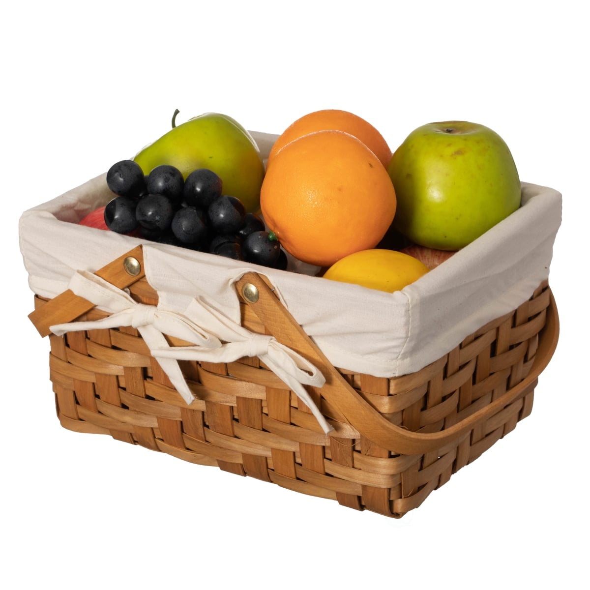Handwoven Wood Chip Picnic Basket - White - Large - Removable Liner