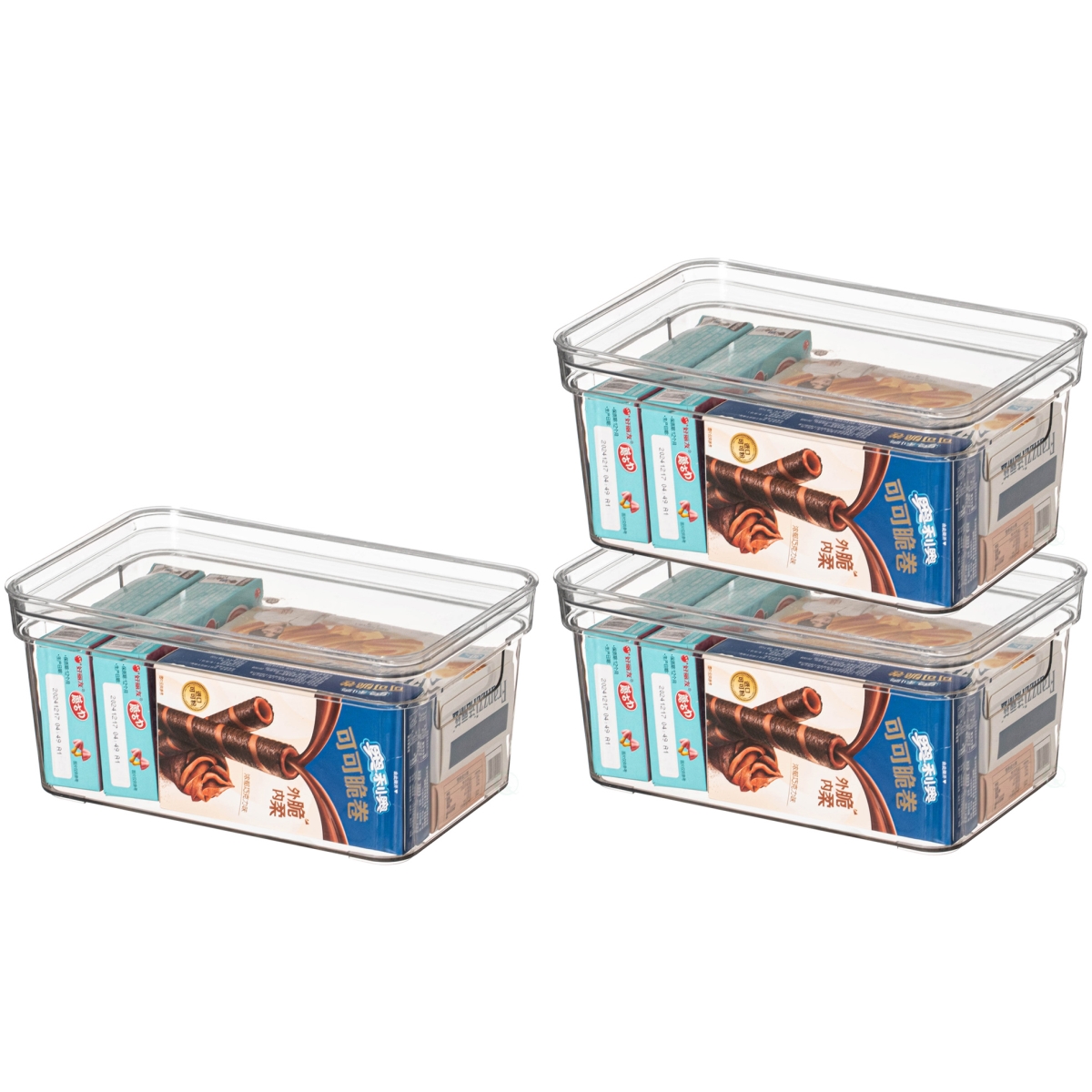Picture of Basicwise QI004823.S.3 Basicwise Set of 3 Small Clear Storage Containers with Lid For Kitchen Pantry Cabinet & Fridge Storage for Organizing Snacks Produce Supplies or Essentials