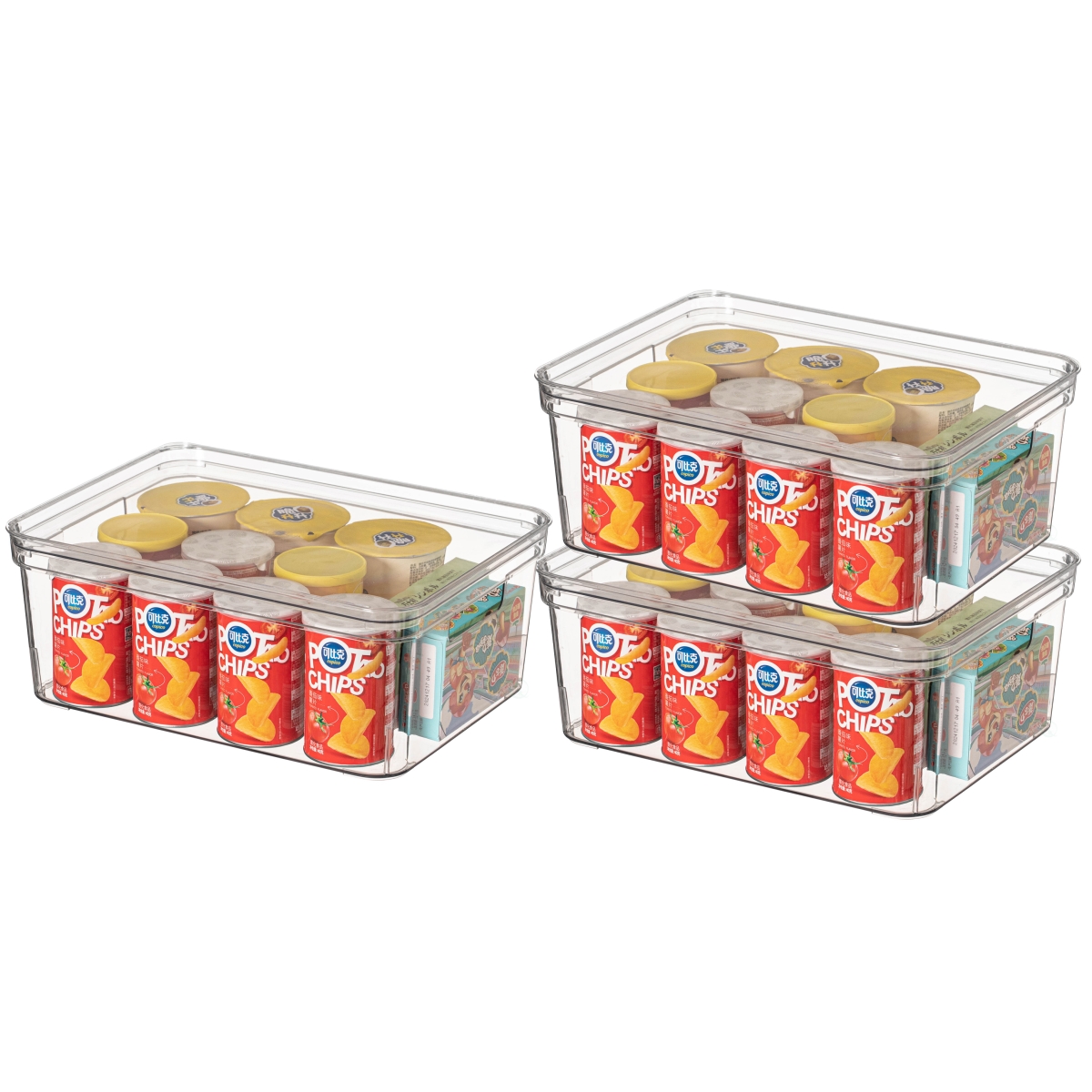 Picture of Basicwise QI004823.M.3 Basicwise Set of 3 Medium Clear Storage Containers with Lid For Kitchen Pantry Cabinet & Fridge Storage For Organizing Snack Produce Supplies Or Essentials Durable Bin For Home Apartment Or Office Use