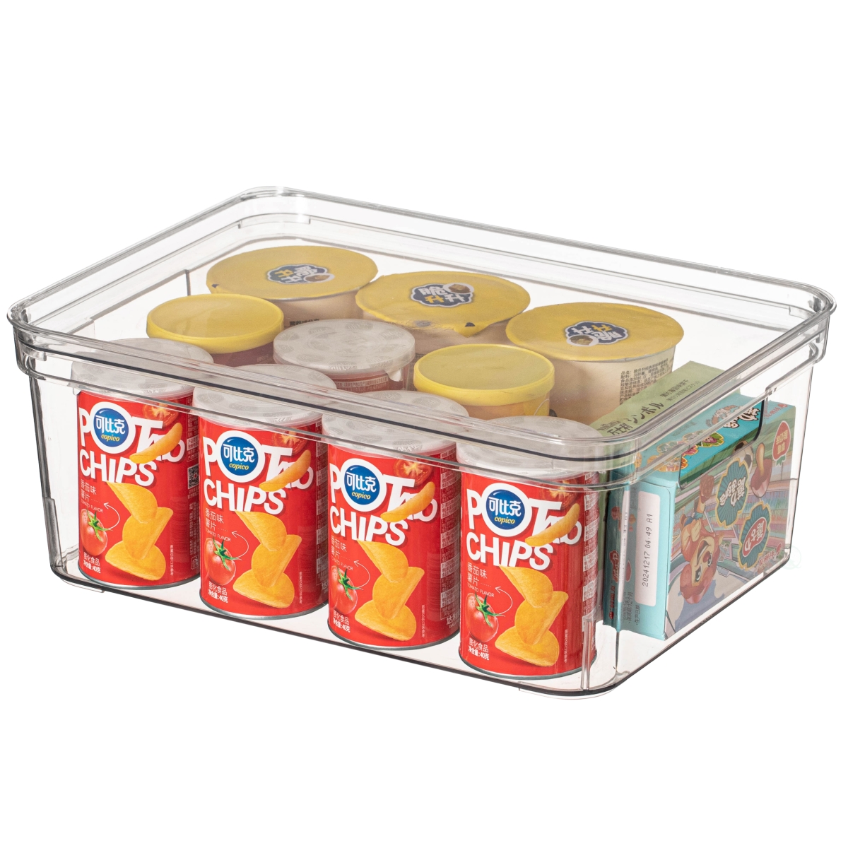 Picture of Basicwise QI004823.M Basicwise Clear Storage Container with Lid For Kitchen Pantry Cabinet & Fridge Storage For Organizing Snacks Produce Supplies Or Essentials Durable Bin For Home Dorm Apartment Or Office Use, Medium