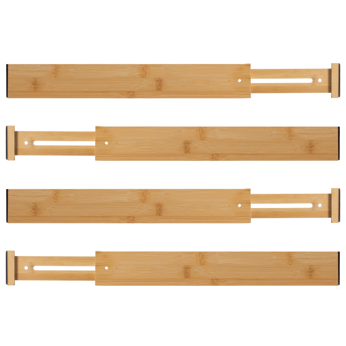 Picture of Basicwise QI004825 Basicwise 4 Piece Bamboo Expandable Drawer Dividers Adjustable Spring Loaded Organizers for Kitchen Utensils Clothes and Makeup Tools