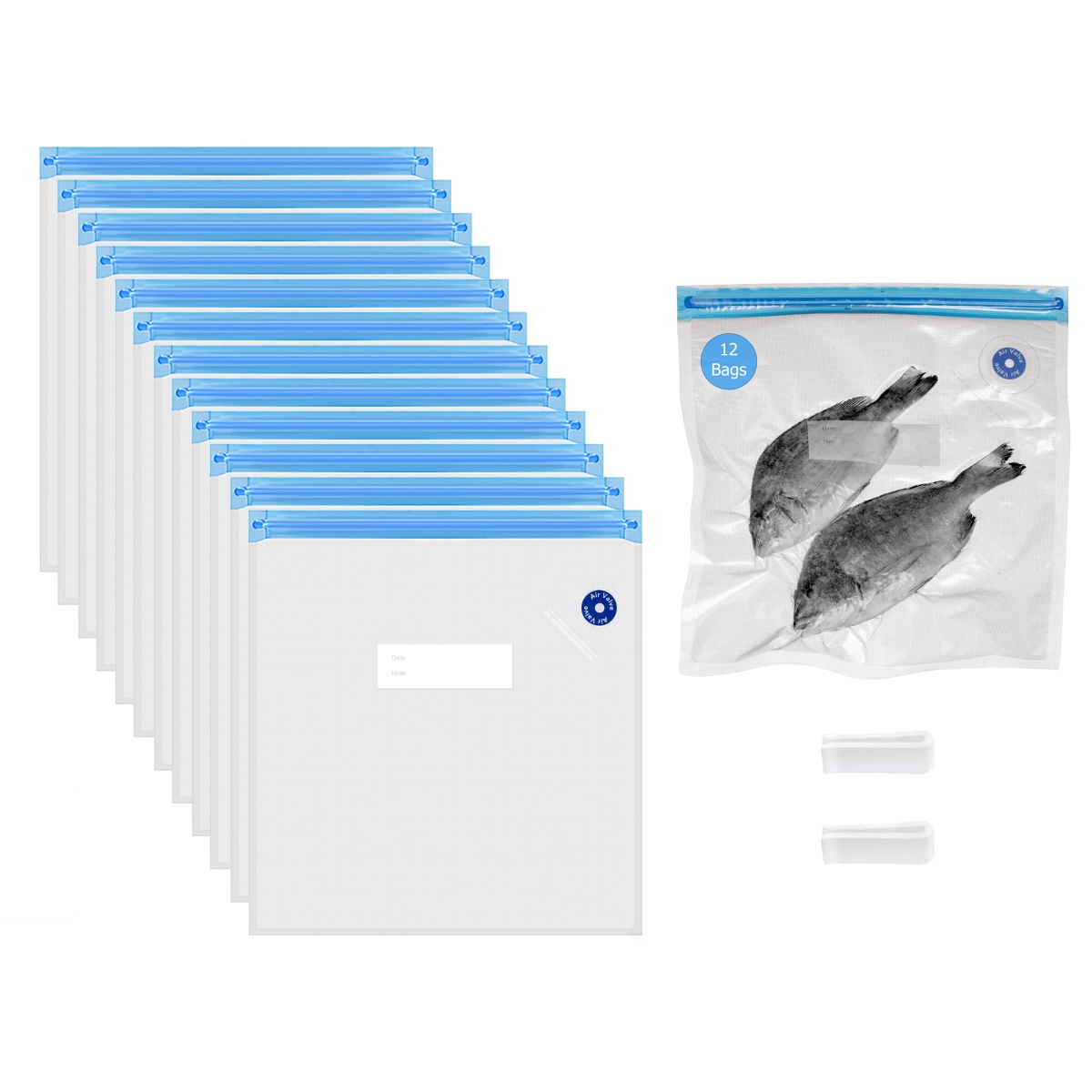 Picture of Basicwise QI004797-913 Basicwise 9' x 13' Set of 12 Reusable Airtight and Resealable Food Storage Bags