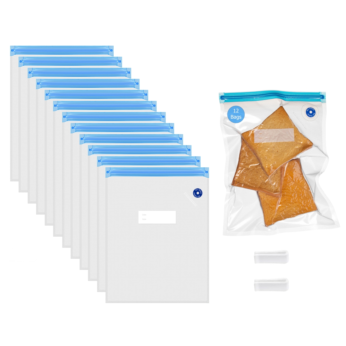 Picture of Basicwise QI004797-1013 Basicwise 10' x 13' Set of 12 Reusable Airtight and Resealable Food Storage