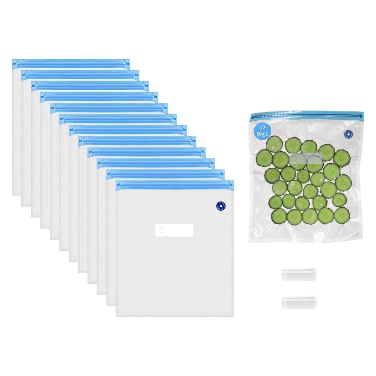 Picture of Basicwise QI004797-1213 Basicwise 12' x 13' Set of 12 Reusable Airtight and Resealable Food Storage Bags