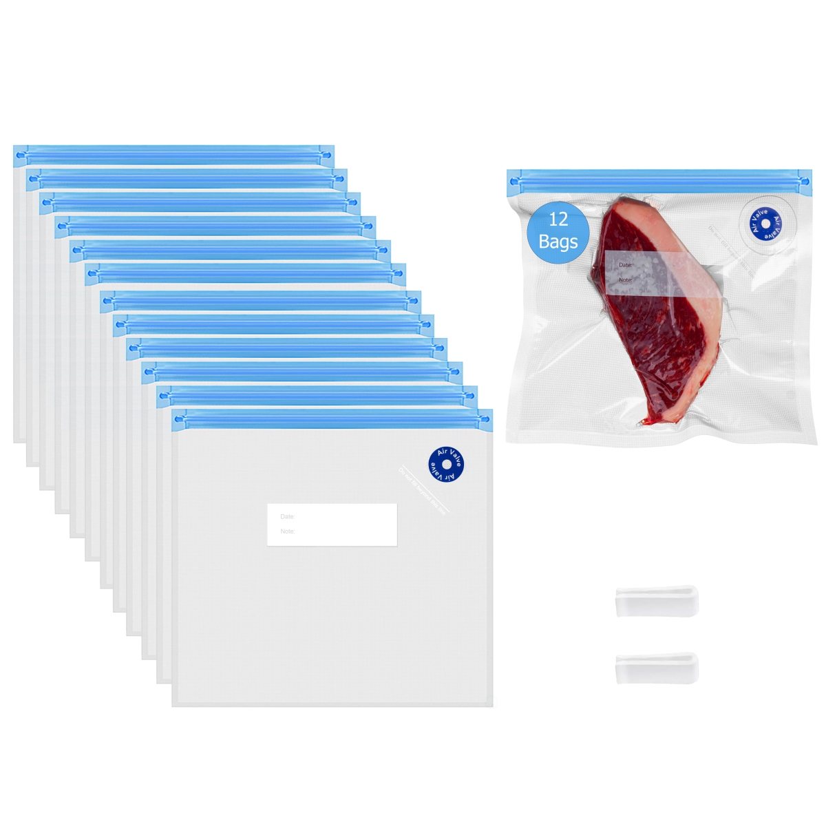 Picture of Basicwise QI004797-98 Basicwise 9' x 8' Set of 12 Reusable Airtight and Resealable Food Storage Bags