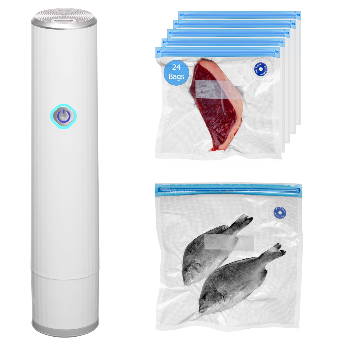 Picture of Basicwise QI004864 Basicwise Handheld Vacuum Sealer Machine with 24-pc Reusable Bags
