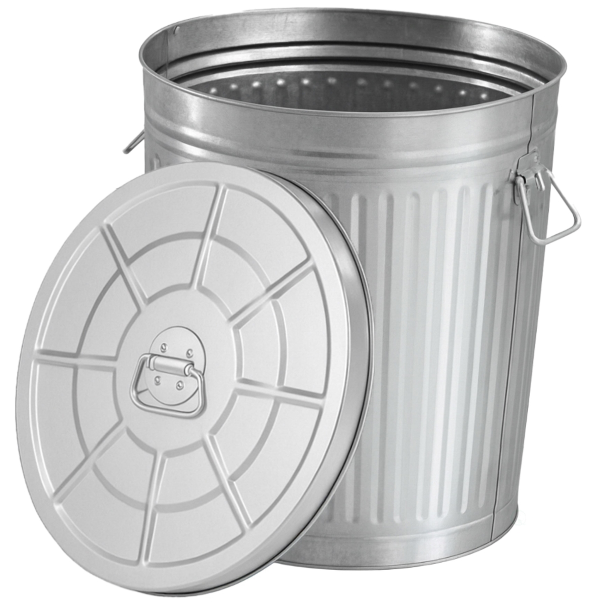 Round Galvanized Steel 15 Gallon Trash Can - Silver - 15 Gallon - Durable Outdoor Storage