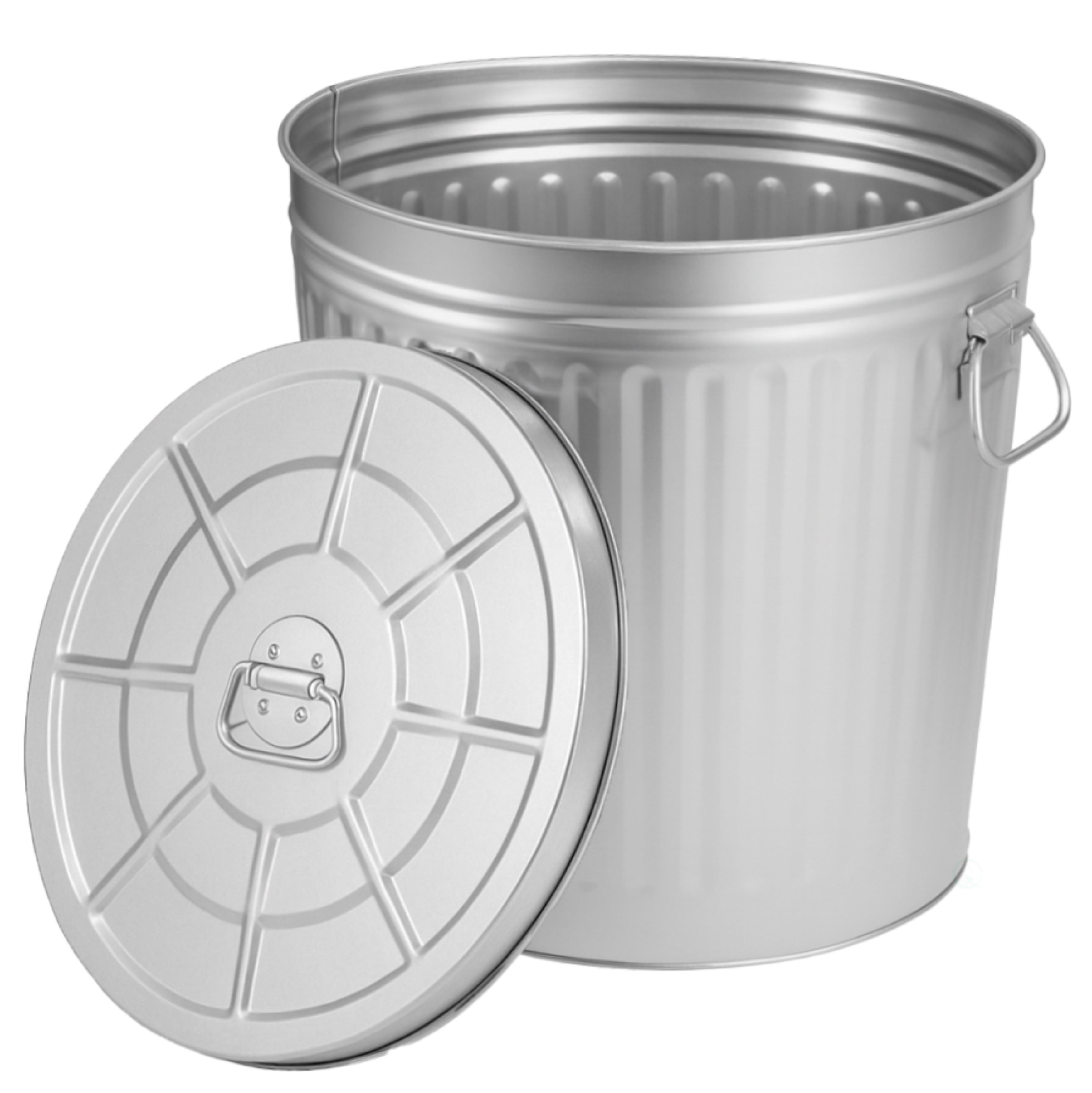 9-Gallon Galvanized Steel Trash Can - Silver - Compact & Durable Design