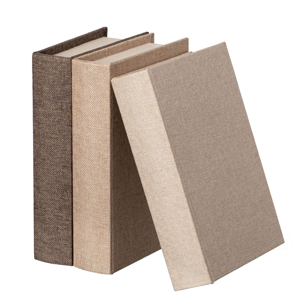 8' Classic Linen-Covered MDF Book Box Vintage-Style Decorative Storage Case for Keepsakes Jewelry Trinkets & Documents, Set of 3